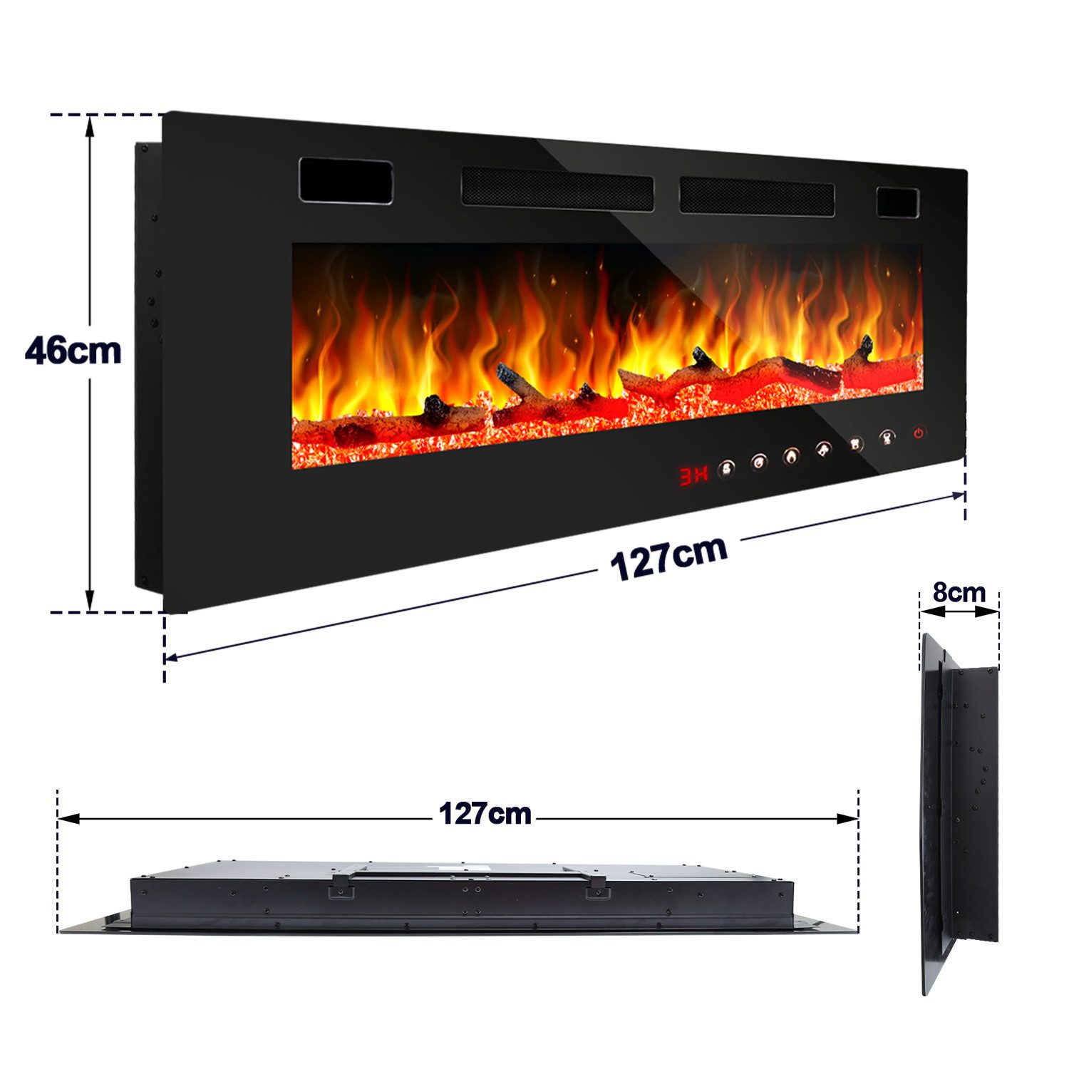 Clanmacy Elektrokamin 750/1500W Elektrokamin Wandkamin Elektroheizung Fernb günstig online kaufen