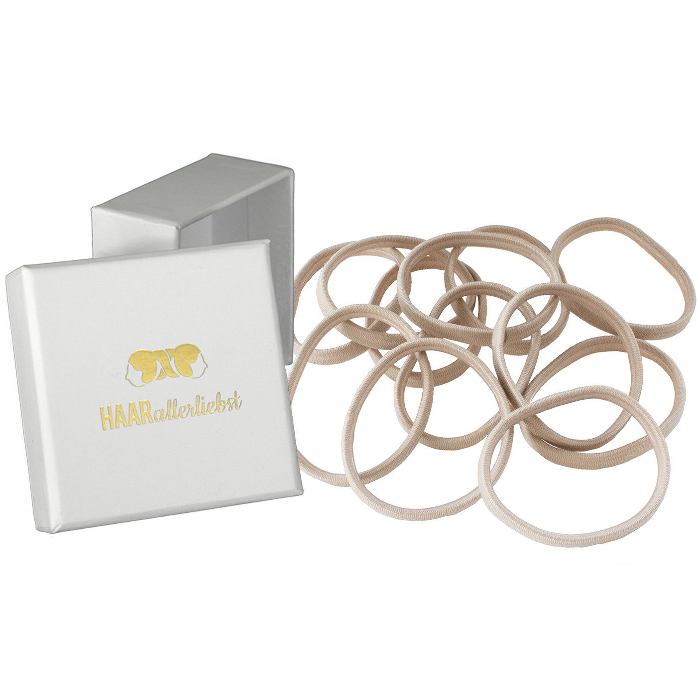 HAARallerliebst Haargummi mit Gummihaftung, Spar-Set, 12-tlg., Farbe beige für blondes Haar, 5cm Durchmesser