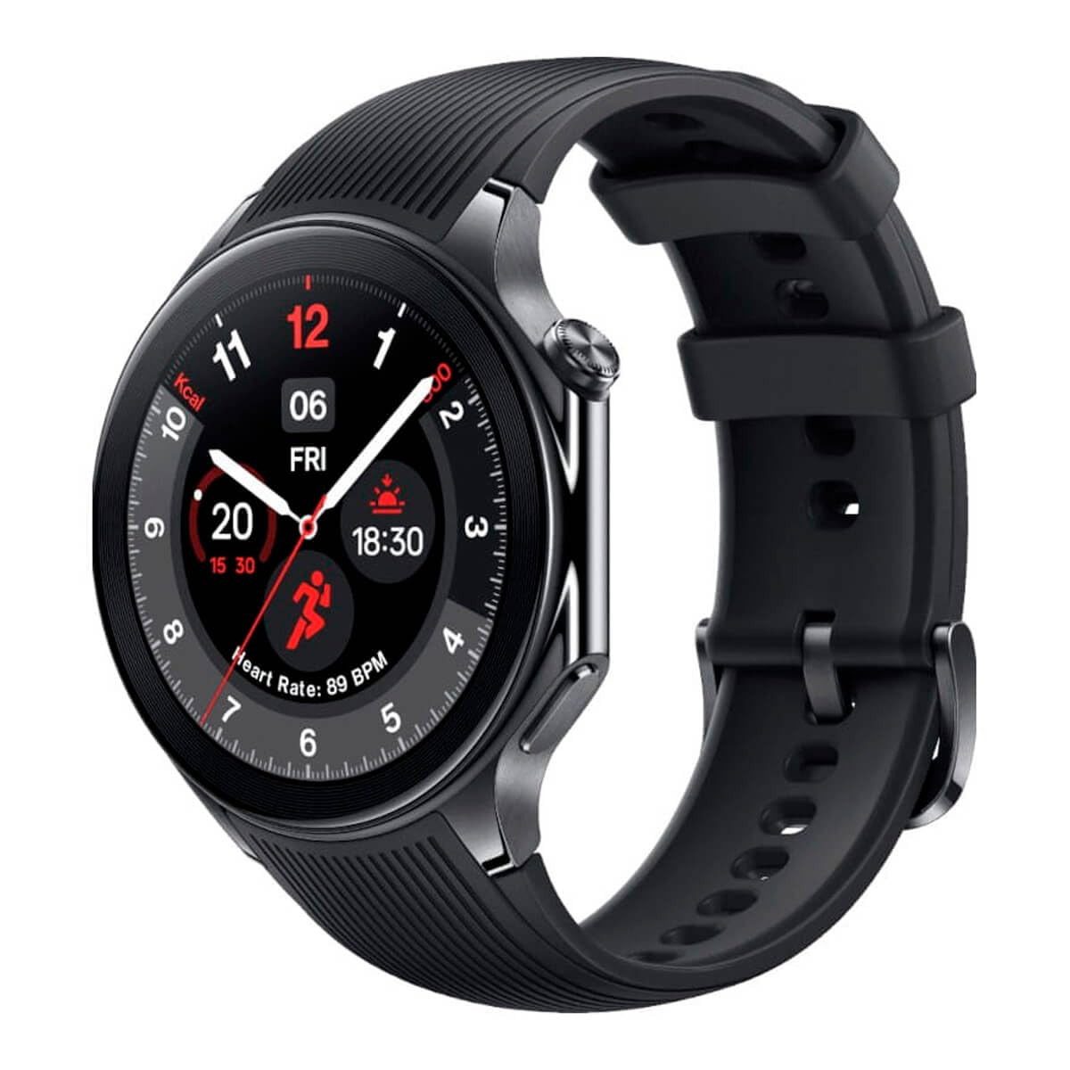 OnePlus OnePlus Watch 2 Smartwatch (3.63 cm/1.32 Zoll, Wear OS by Google + RTOS) Packung, Zweifrequenz-GPSSaphirglasWear OSOffline-Musikwiedergabe
