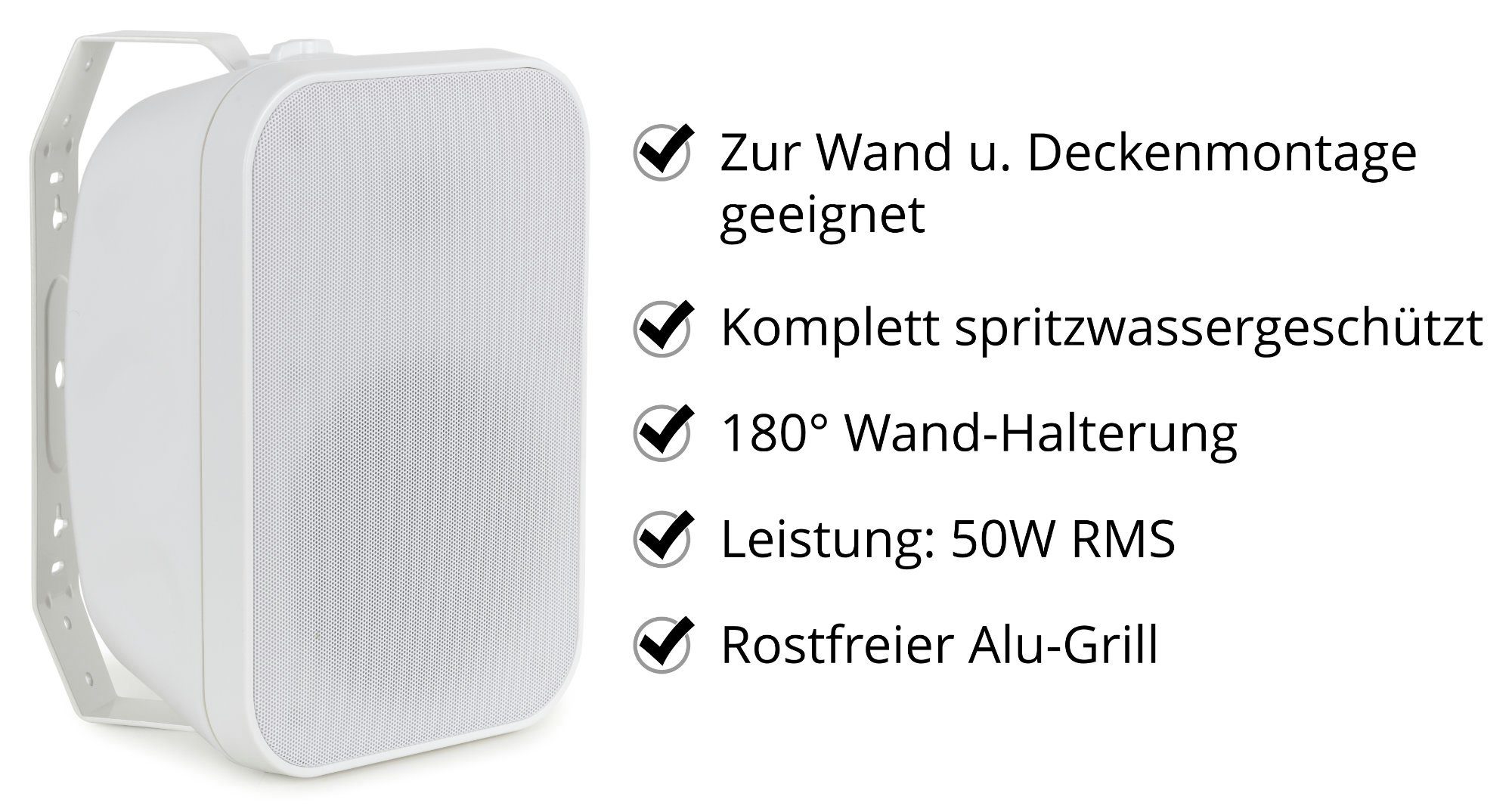 Weiß 50 Outdoor-Lautsprecher Außenlautsprecher für Terrasse, DJ Zwei-Wege-System OLS-5251 PA Allwetter-Lautsprecher McGrey W, Restaurant) (N/A, Garten,