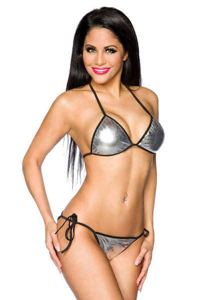 Samegame Triangel-Bikini »Wetlook Brasil-Bikini Set im Metallic Look BH Slip Raffung in schwarz, gold oder silber«