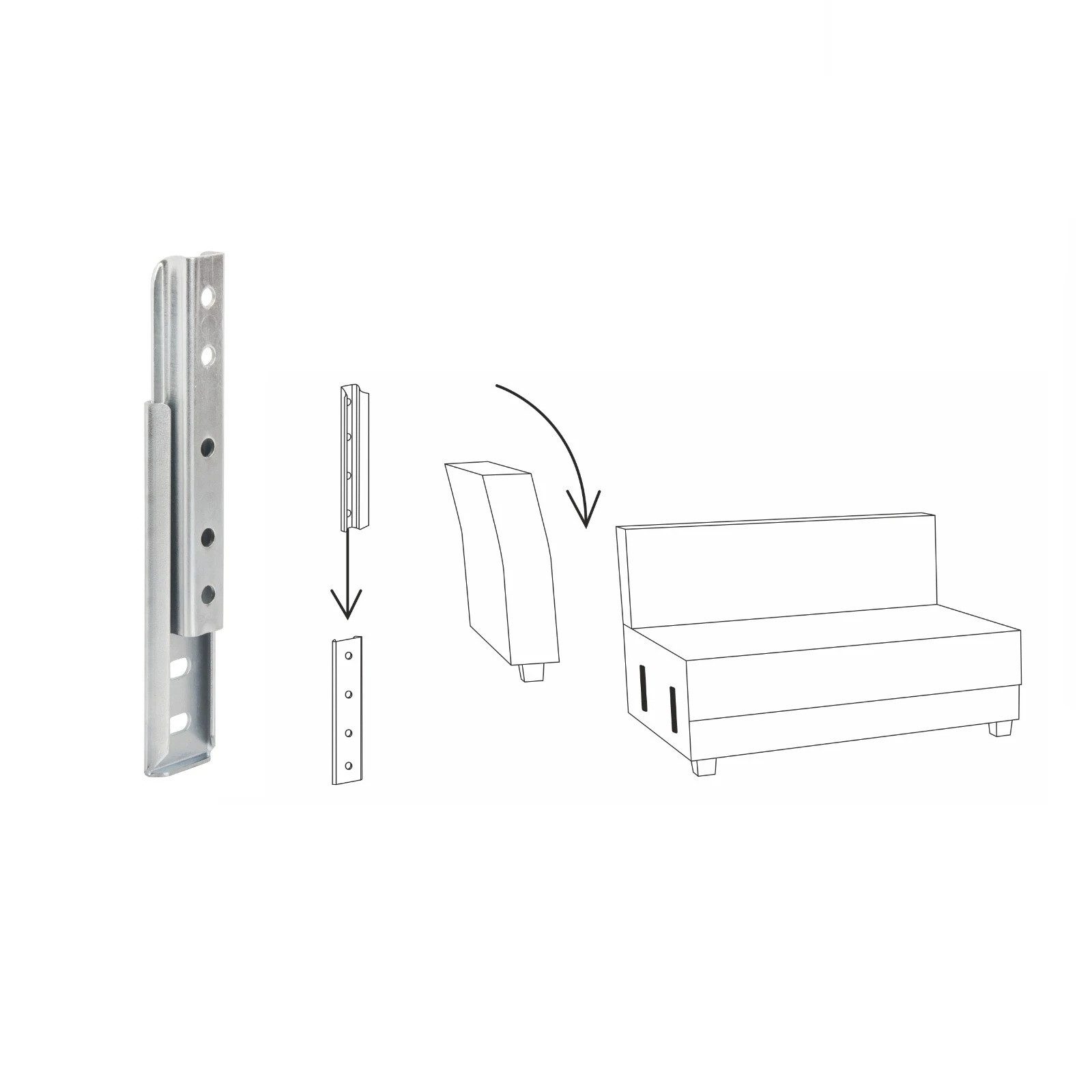 Prima-Online Möbelbeschlag Möbelverbinder-Set für Sofas & Polstermöbel, 130 mm Stecksystem 1 Paar (1 St)