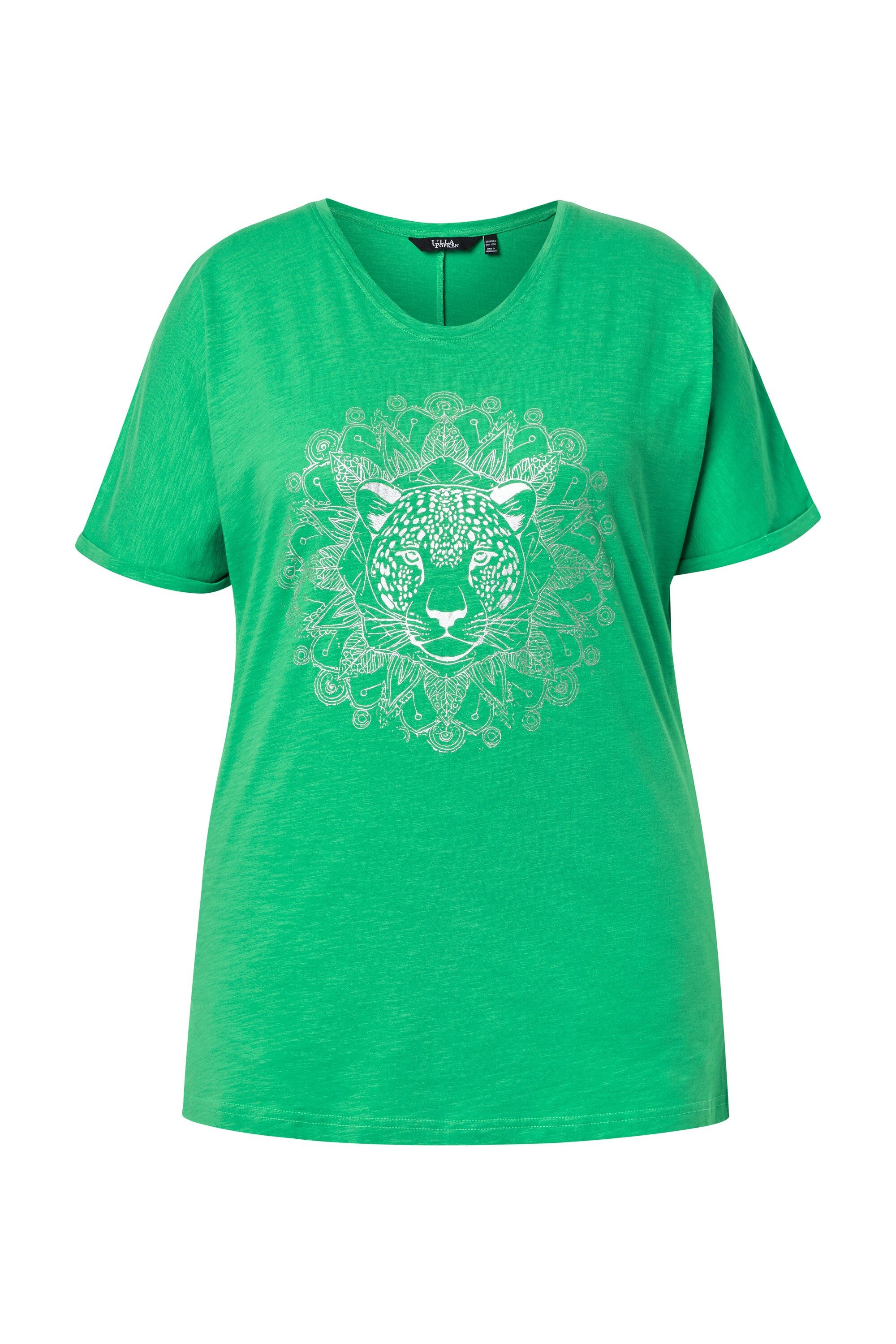T-Shirt T-Shirt Metallic-Tiermandala V-Ausschnitt Halbarm
