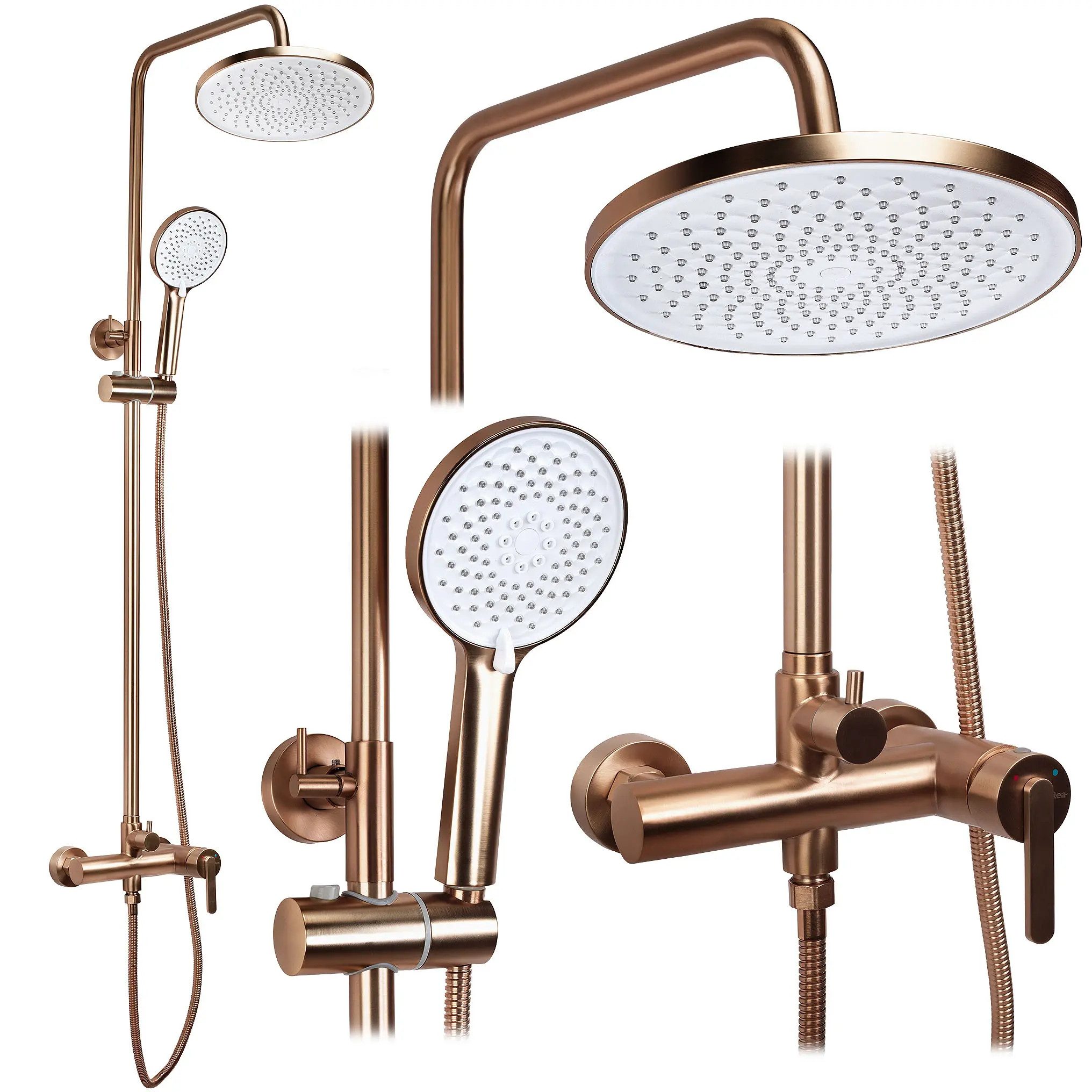 wohnwerk.idee Duschsystem Regendusche Dusche Set Regenbrause Handbrause Bad, erhältlich in Titan, Kupfer matt, Gold matt, Chrom matt und Schwarz