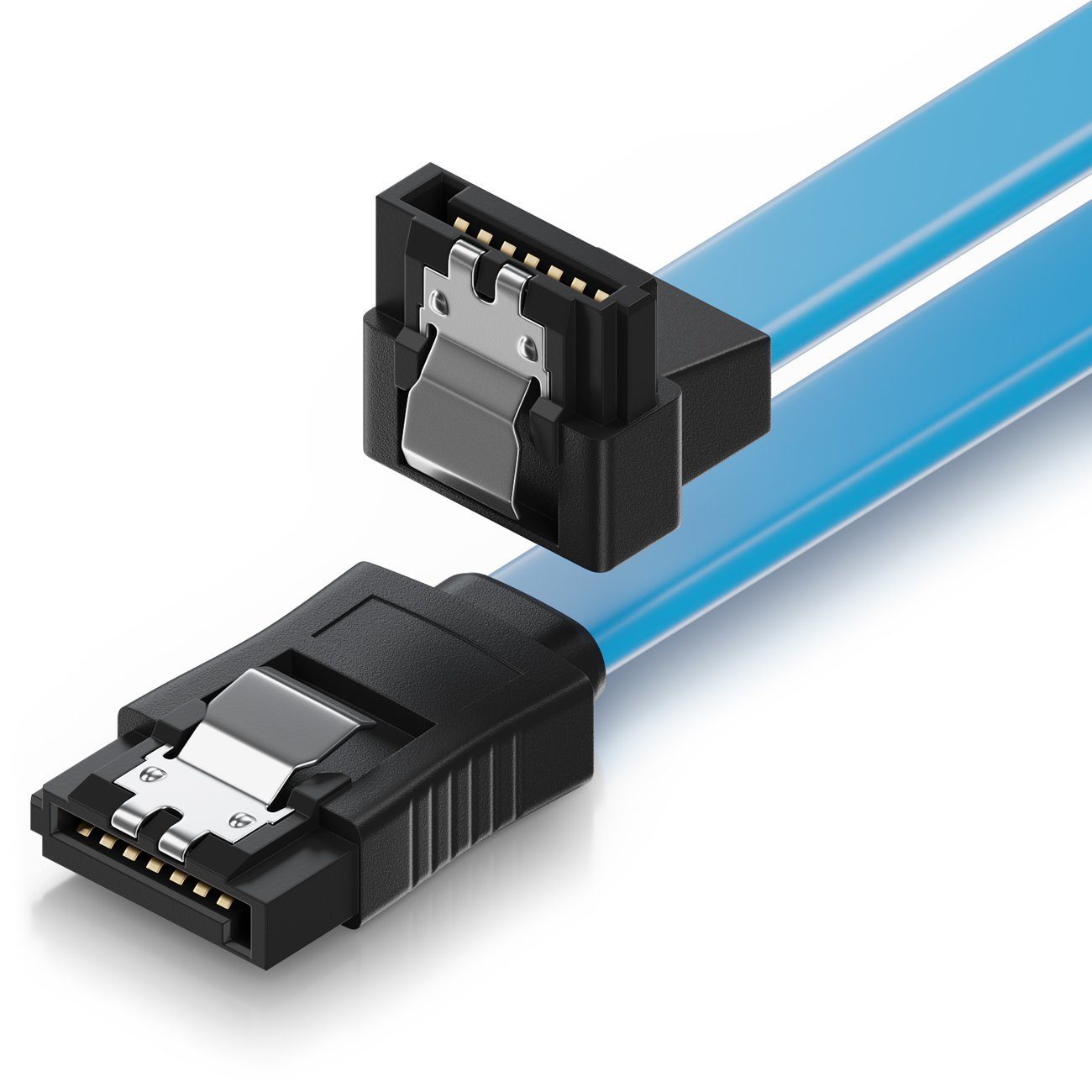 deleyCON deleyCON 0,5m SATA 3 Datenkabel mit Clip - 1x Winkel 90° Grad - S-ATA Computer-Kabel
