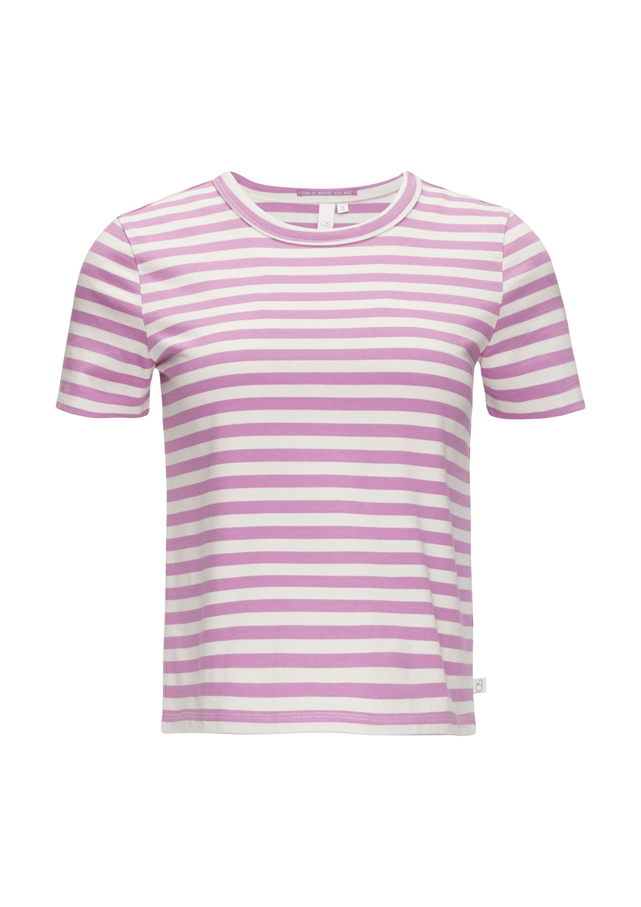 QS Kurzarmshirt T-Shirt Baumwoll-T-Shirt mit Streifenmuster günstig online kaufen