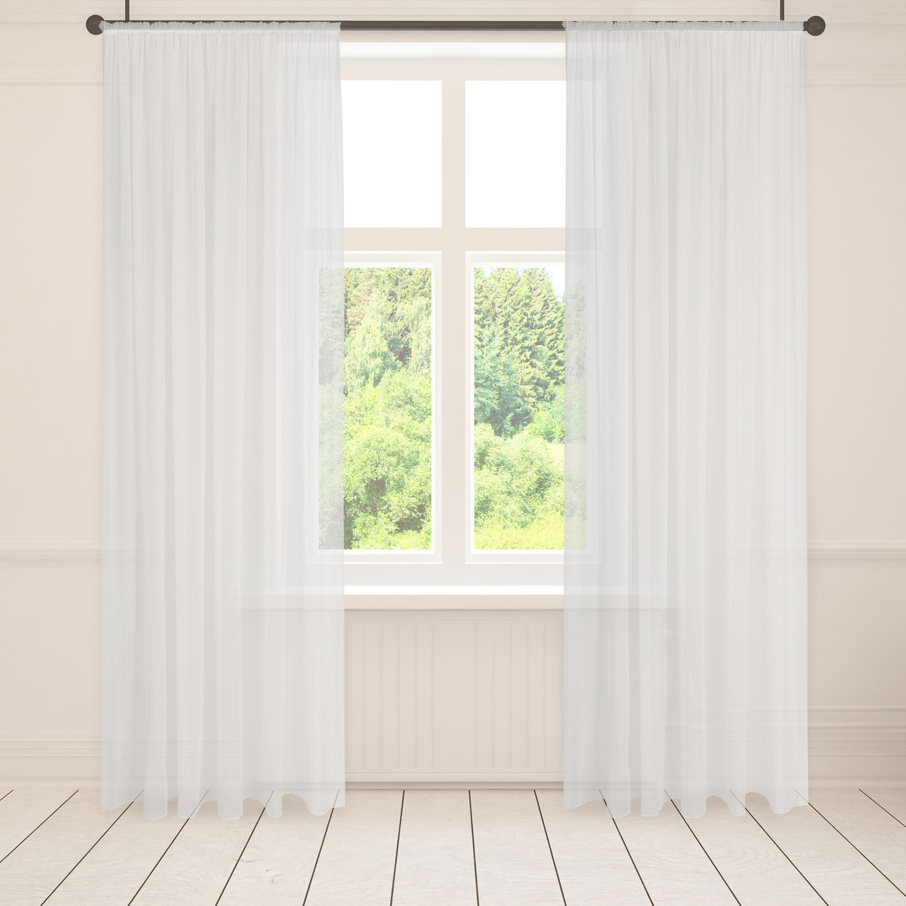 Asphald Gardine auf Maß Weiß Voile Gardine Kräuselband Universalband (1 St) günstig online kaufen