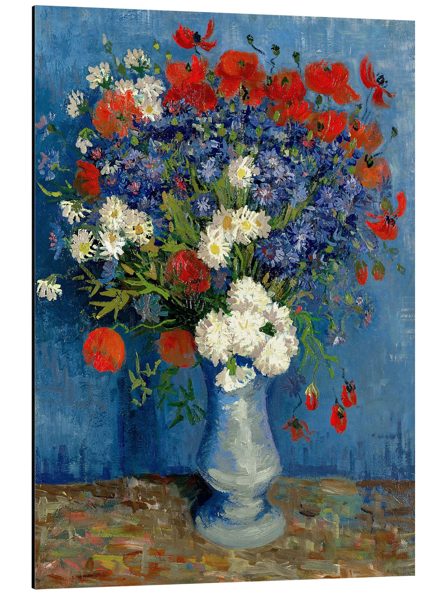 Posterlounge Alu-Dibond-Druck Vincent van Gogh, Vase mit Kornblumen und Mohn, Wohnzimmer Malerei