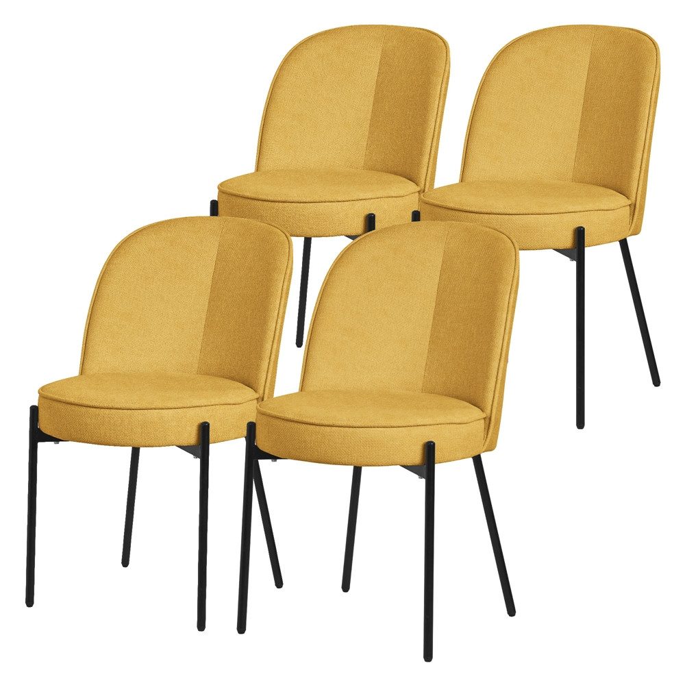 ML-DESIGN Polsterstuhl Esszimmerstühle mit Rückenlehne moderne Design Lounge Küchenstühle (4 St), Esstischstühle 4er Set Senf Küchenstuhl Stahl Polyester bis 120 kg
