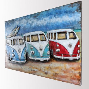 Home4Living Metallbild 3D Wandbild Handmade Retro Relief 119x78cm Unikat, Bulli, 3D-Effekt