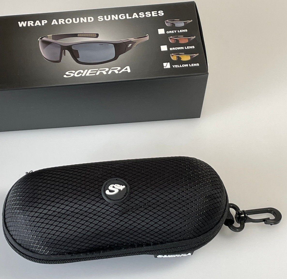 Sonnenbrillen Wrap Einstellbare Arround Sunglasses Etui Gelb DAM mit Fishing Nasenpads Polarisationsbrillen Sonnenbrille