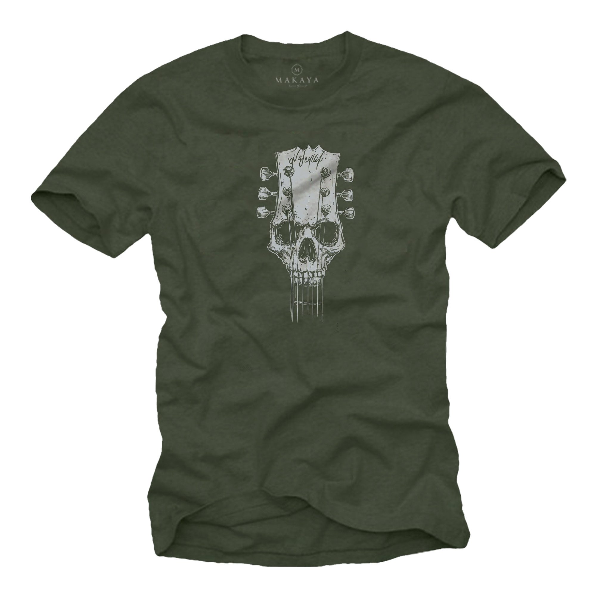 T-Shirt Männershirt mit Gitarrenmotiv – Totenkopf Print für Musiker
