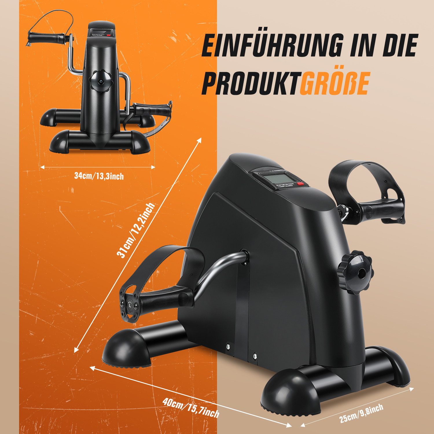 oyajia Mini-Heimtrainer Mini Heimtrainer & Bewegungstrainer für Arm- und Beintraining (Kompaktes Fitnessgerät mit LCD-Display & Einstellbarem Widerstand, Rutschfeste Pedale, leiser Lauf & ideal für Büro oder Zuhause), Mobiler Pedaltrainer zur Förderung von Kreislauf & Gelenkbewegung