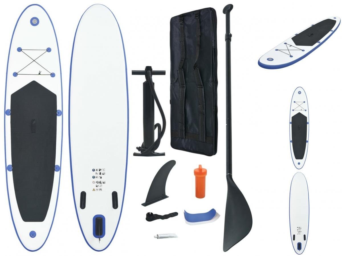 vidaXL Schlauchboot Stand Up Paddle Board SUP Aufblasbar Blau und Weiß