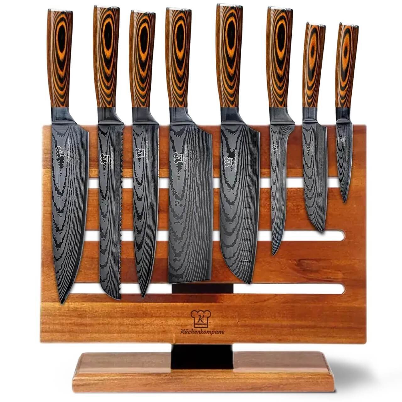 Küchenkompane Messer-Set Küchenmesser Komibpaket mit magnetischem Messerblock - Akarui (2-tlg)