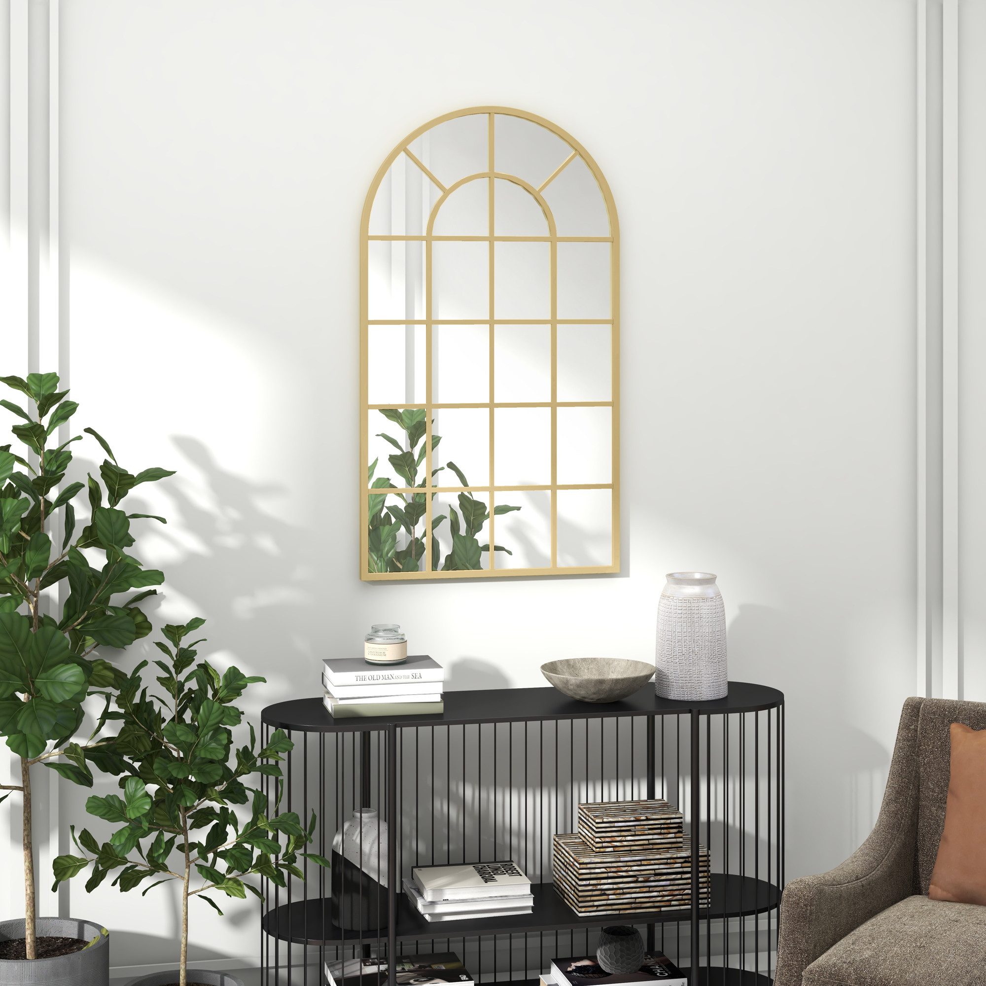 HOMCOM Wandspiegel mit Metallrahmen Hängespiegel Wohnzimmerspiegel günstig online kaufen