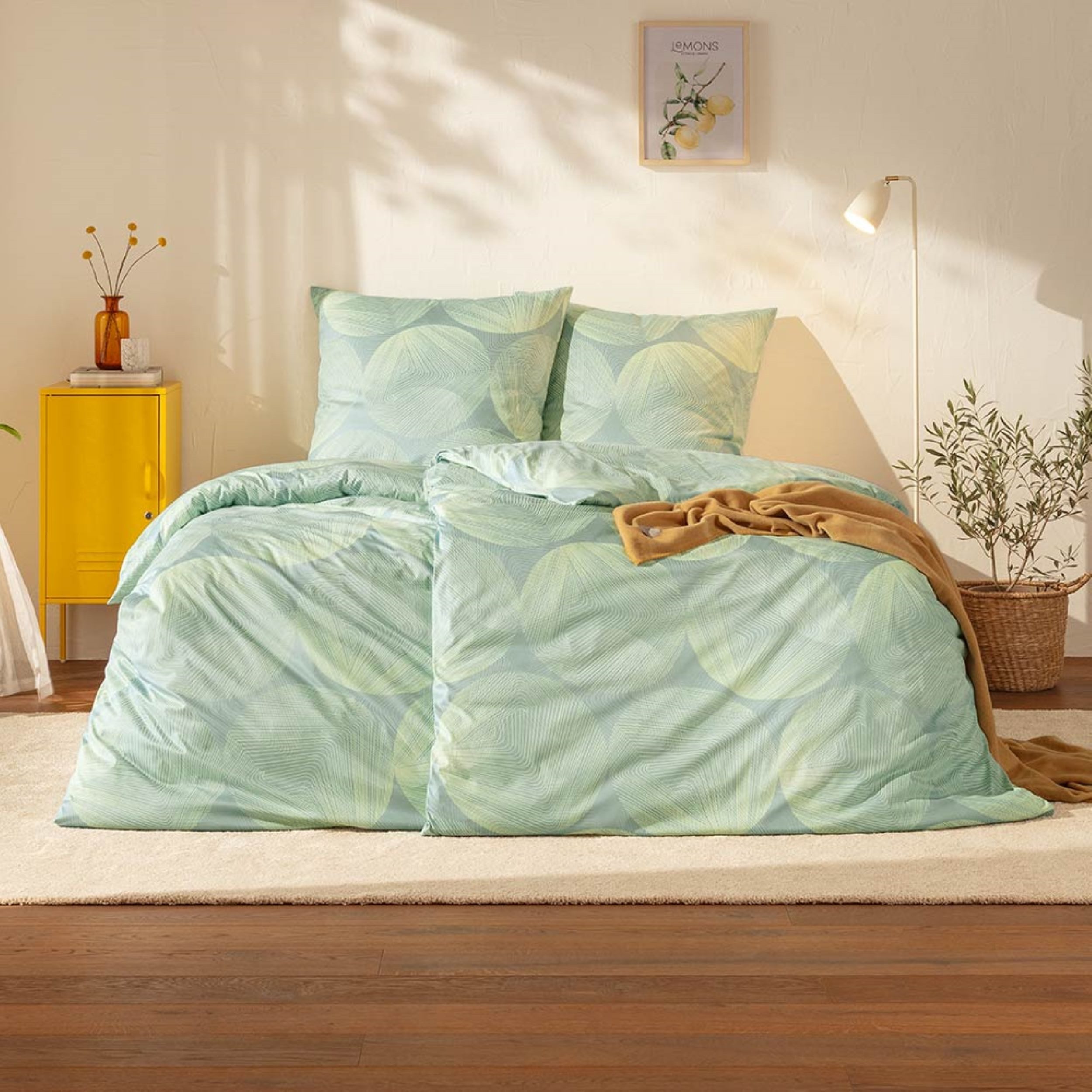 Estella Bettwäsche Estella Mako Jersey Bettwäsche 135x200 Dora achat Punkte Kreise grün, Mako-Jersey, 2 teilig, für Sommer und Winter