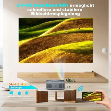 Wielio Mini Tragbarer Beamer Trapezkorrektur 4K 200 ANSI Smart Projektor WiFi Mini-Beamer (10000: 1, 1920 x 1080 px, 4k Heim Kino Full HD Smart Heimkino Bluetooth Tragbar Mobil Minibeamer)