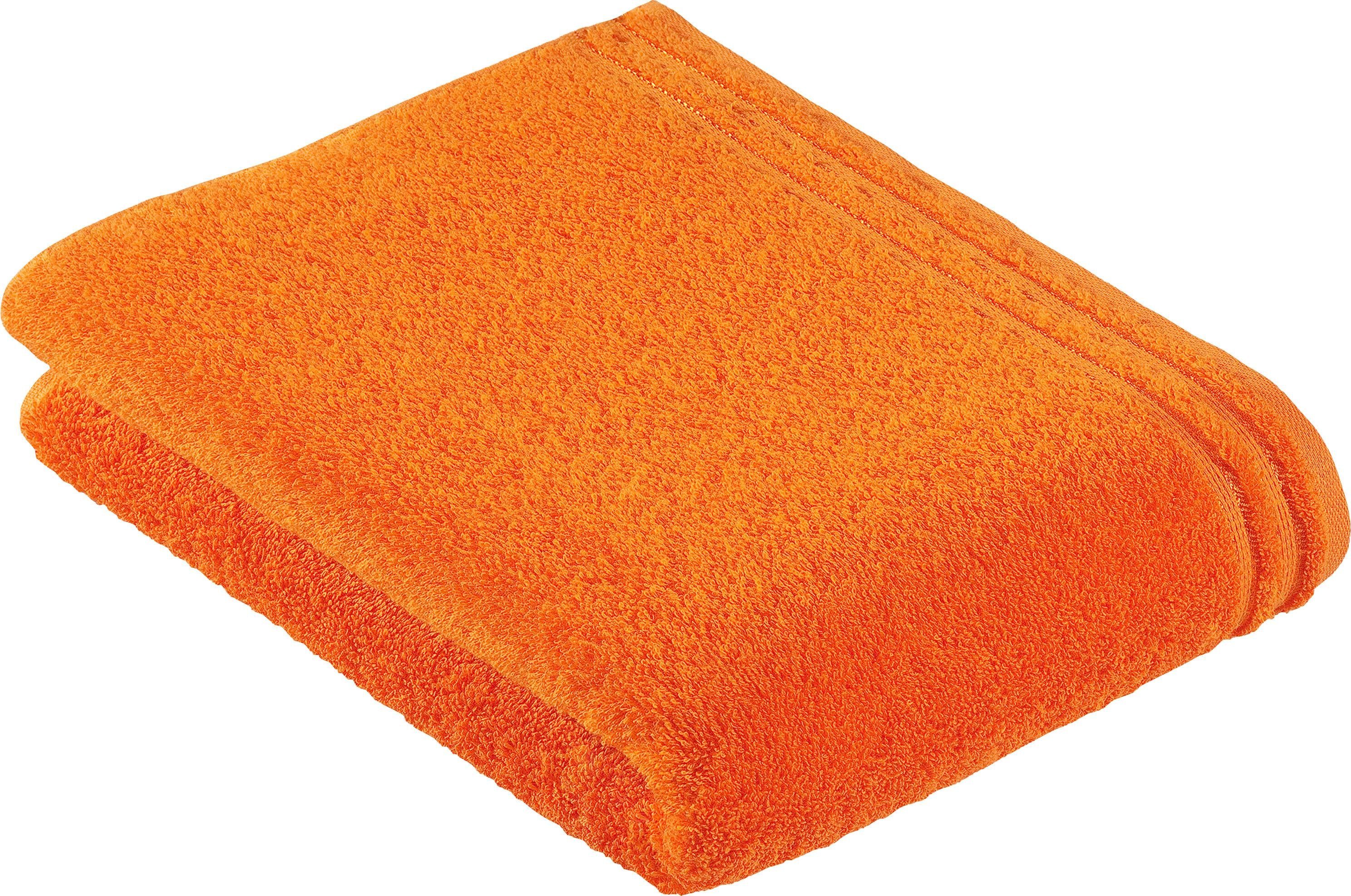(1-St), Baumwolle, schmaler Vossen mit 100% Calypso Handtuch Bordüre Walkfrottee einfarbig orange Vegan, Feeling, aus