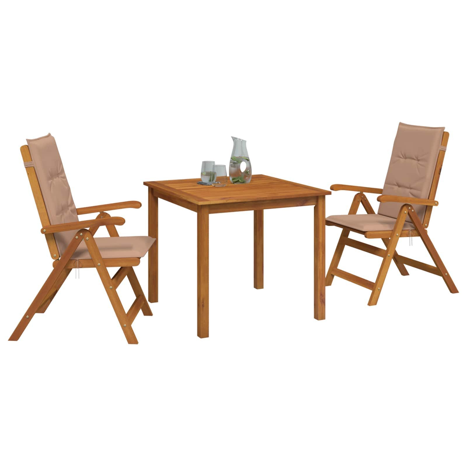 vidaXL Garten-Essgruppe 3-teilige Garten-Essgruppe Natur Massivholz