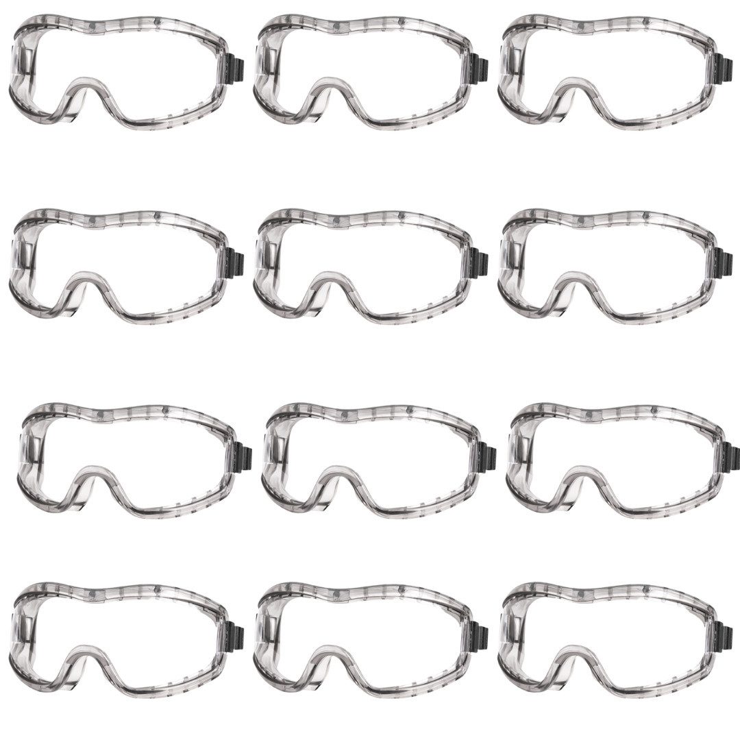 Viwanda Arbeitsschutzbrille Viwanda 12x Vollsicht Schutzbrille - Kratzfest, Belüftung, Überbrille, (12St), Packung mit 12 Stück