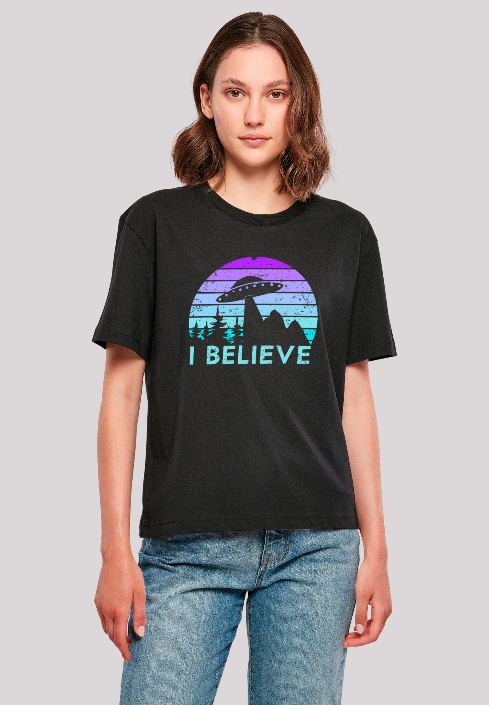 T-Shirt I BELIEVE UFO Alien Raumschiff Retro