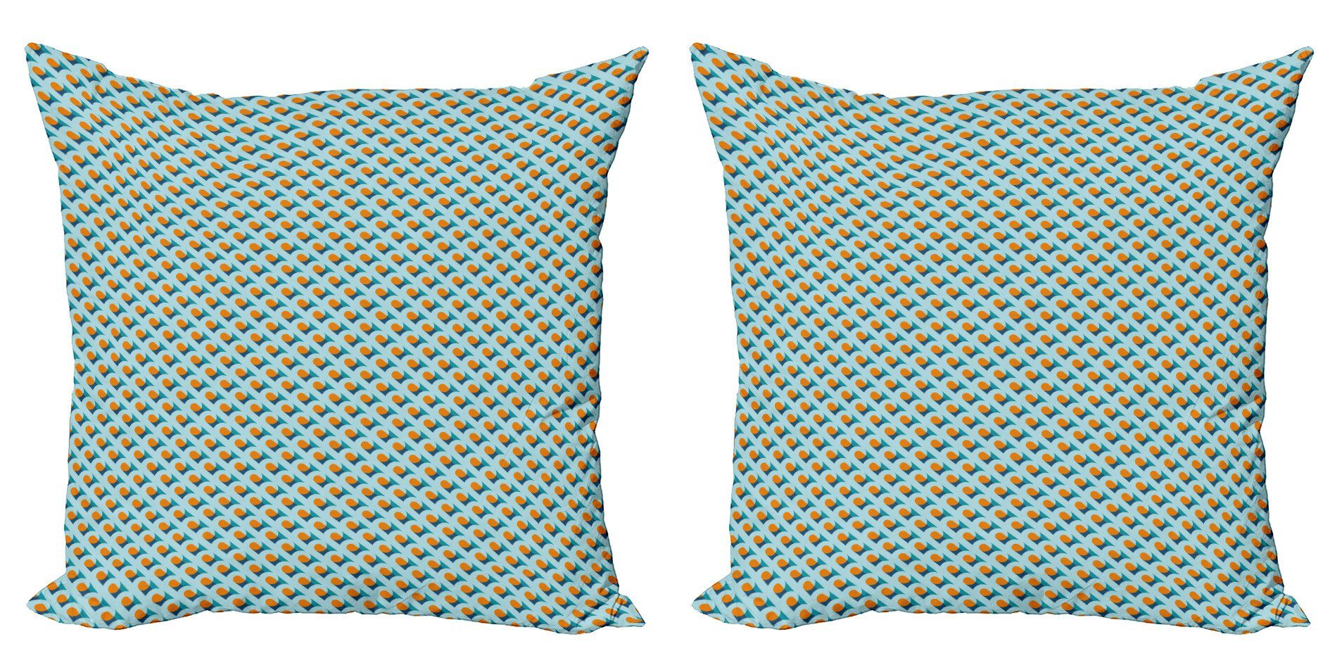 Doppelseitiger Kissenbezüge Blue (2 Symmetrie Abakuhaus Modern Orange Digitaldruck, Accent Diagonal Motiv Stück),