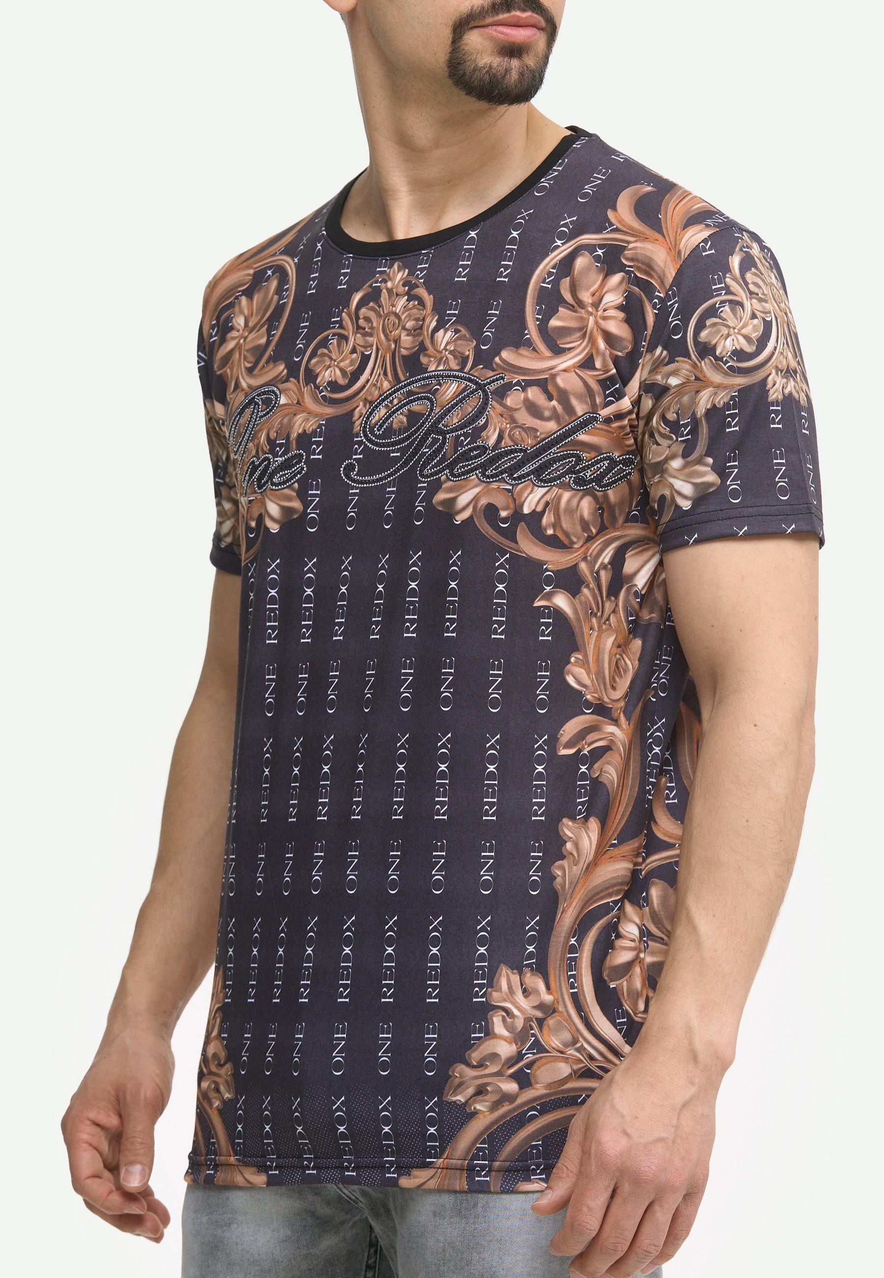 Herren Polo Designer Tee Code47 T-Shirt Schwarz Code47 Shirt, (Longsleeve Oberteil T-Shirt 1-tlg) Shortsleev Printshirt