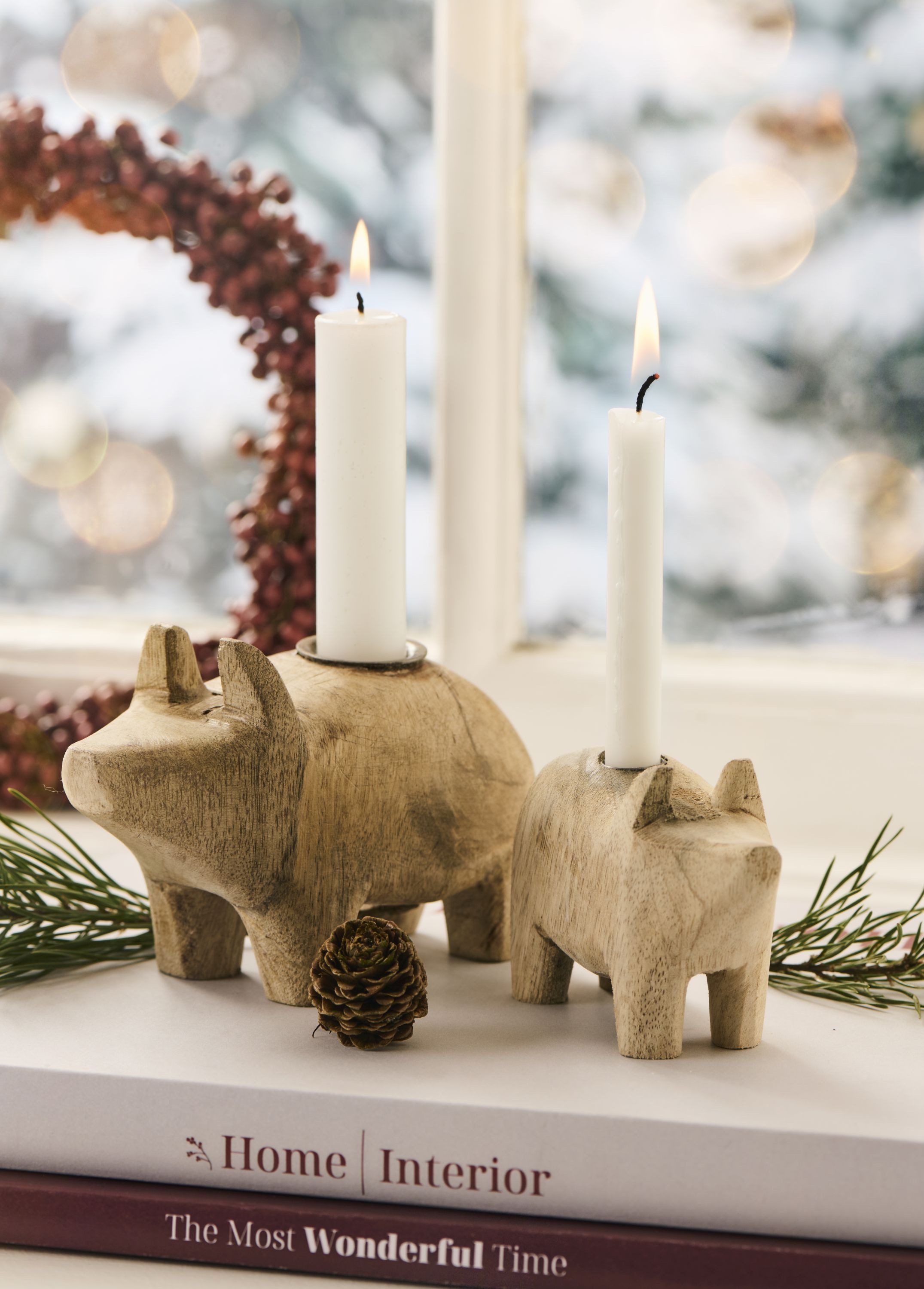 Ib Laursen Kerzenhalter Ib Laursen - Kerzenhalter Kerzenständer Unika Schwein Holz Natur