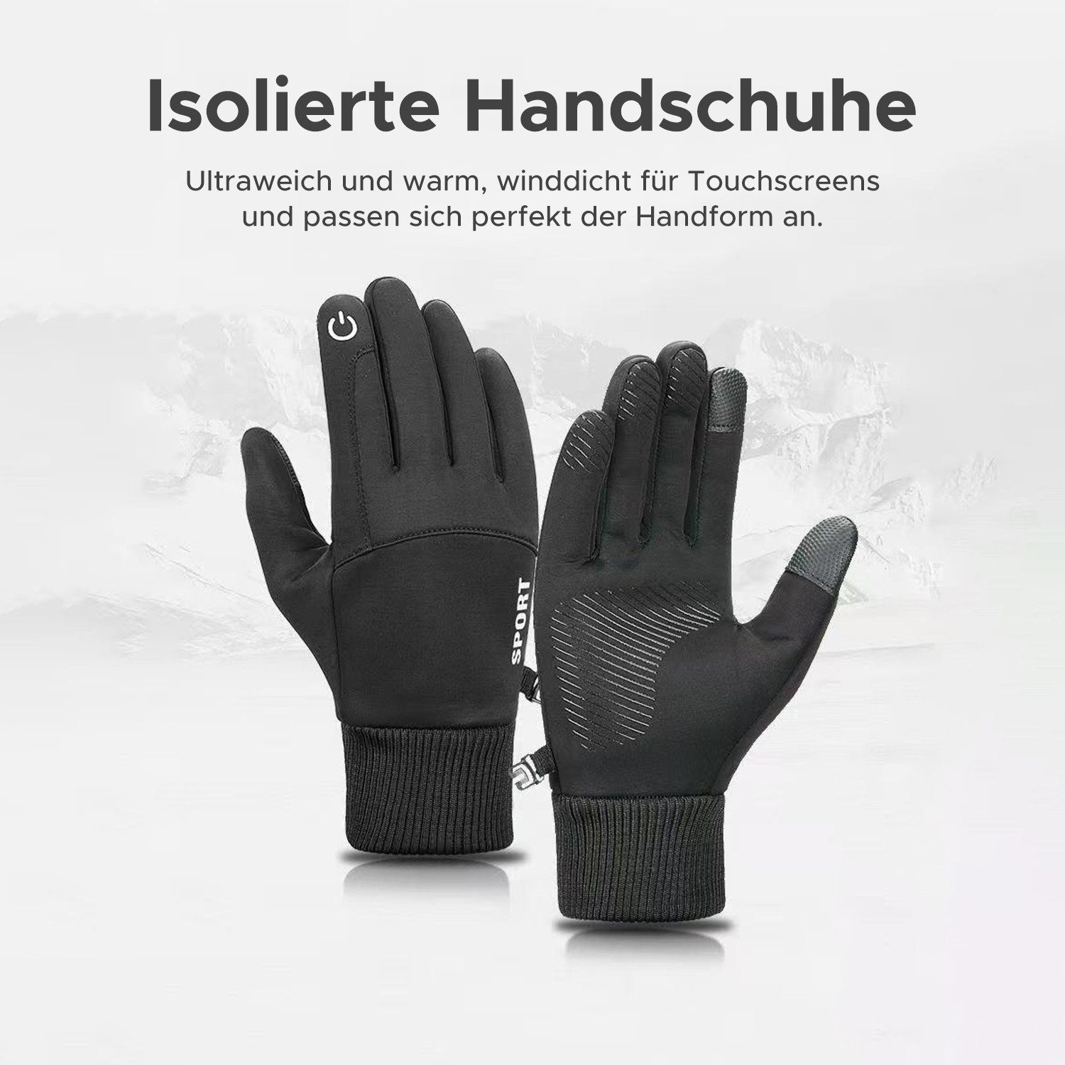 Refttenw Fahrradhandschuhe Herren Handschuhe Damen - Wasserabweisend, Warme & Touchscreen Laufhandschuhe - Winddichte & Rutschfest