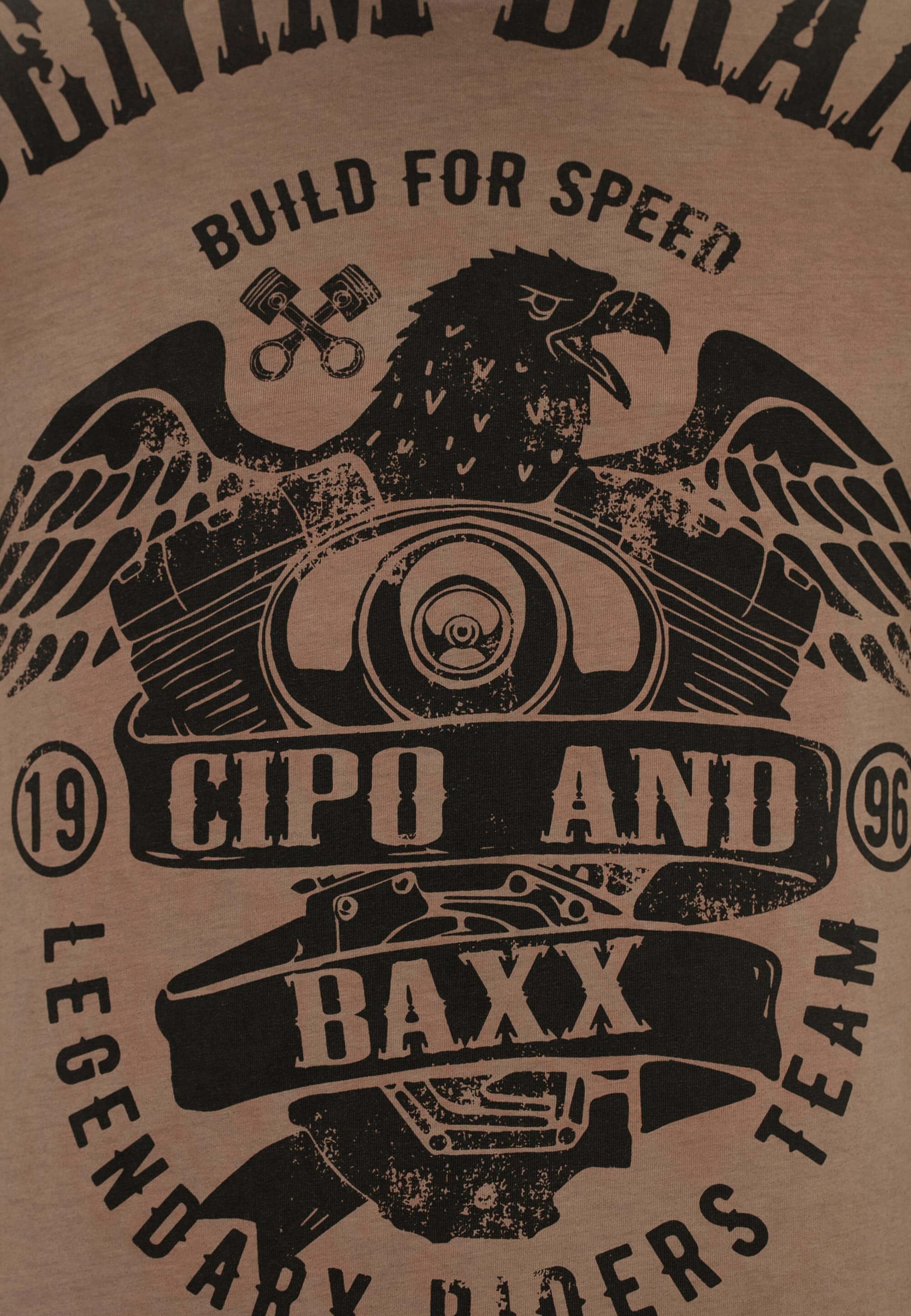 Cipo & Baxx T-Shirt mit braun Nieten