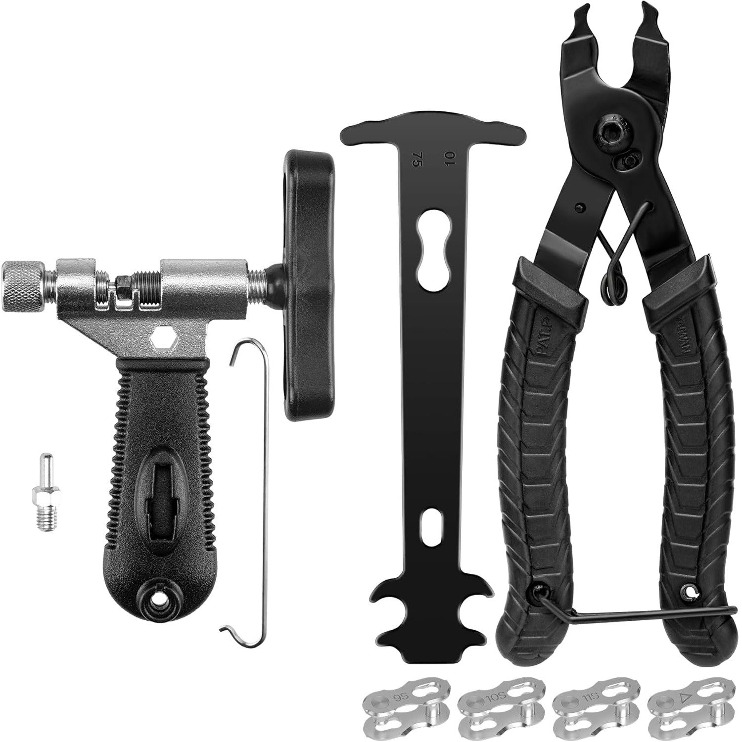 TUWENA Fahrradkette Kettennieter Fahrrad, Kettenzange, Kettenschloss Zange 4 Paar Nieten Für 6-12 Fach Reparatur Set