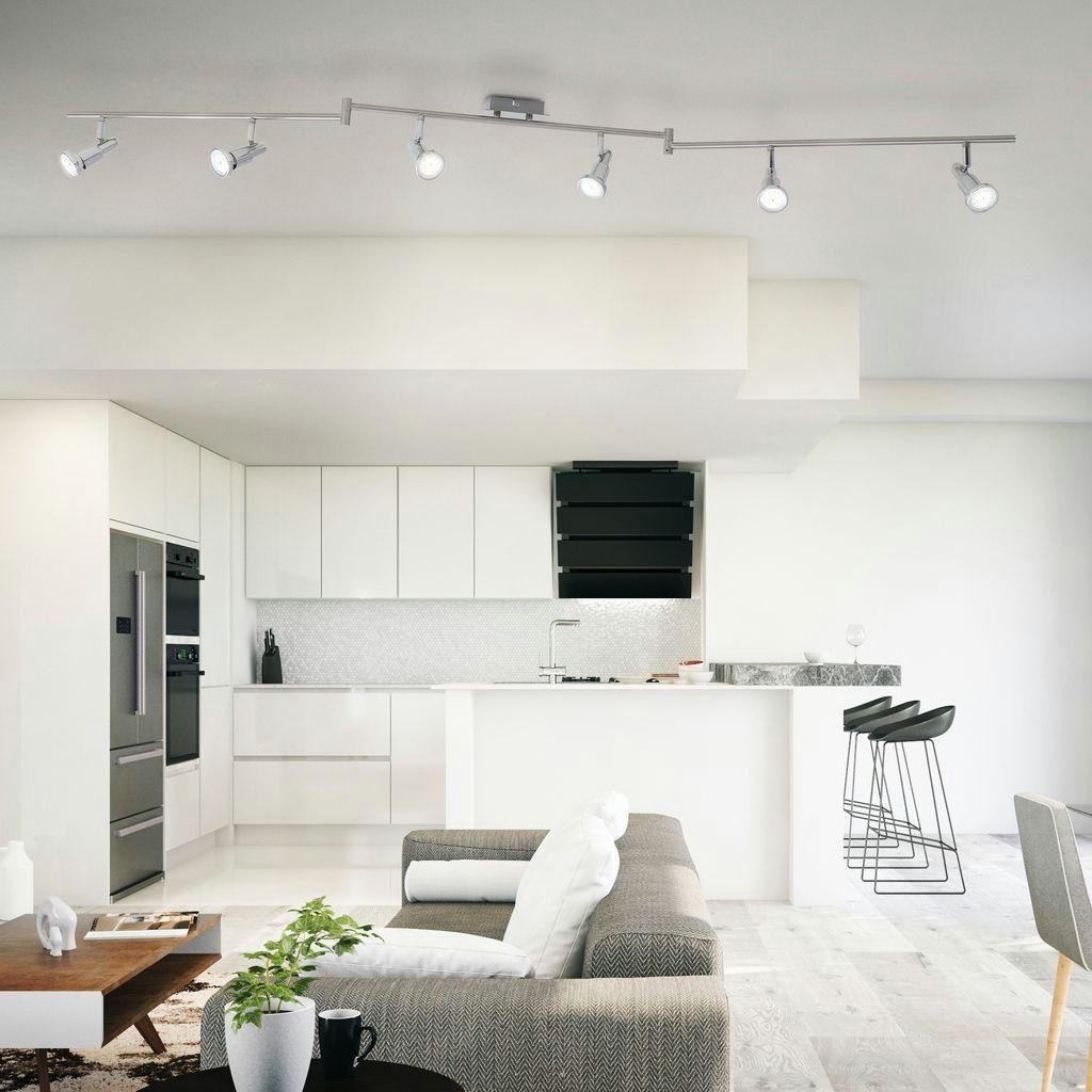 B.K.Licht Deckenleuchte moderne LED Deckenlampe 6-flammig 180cm Metall matt-nickel - BKL1207, LED wechselbar