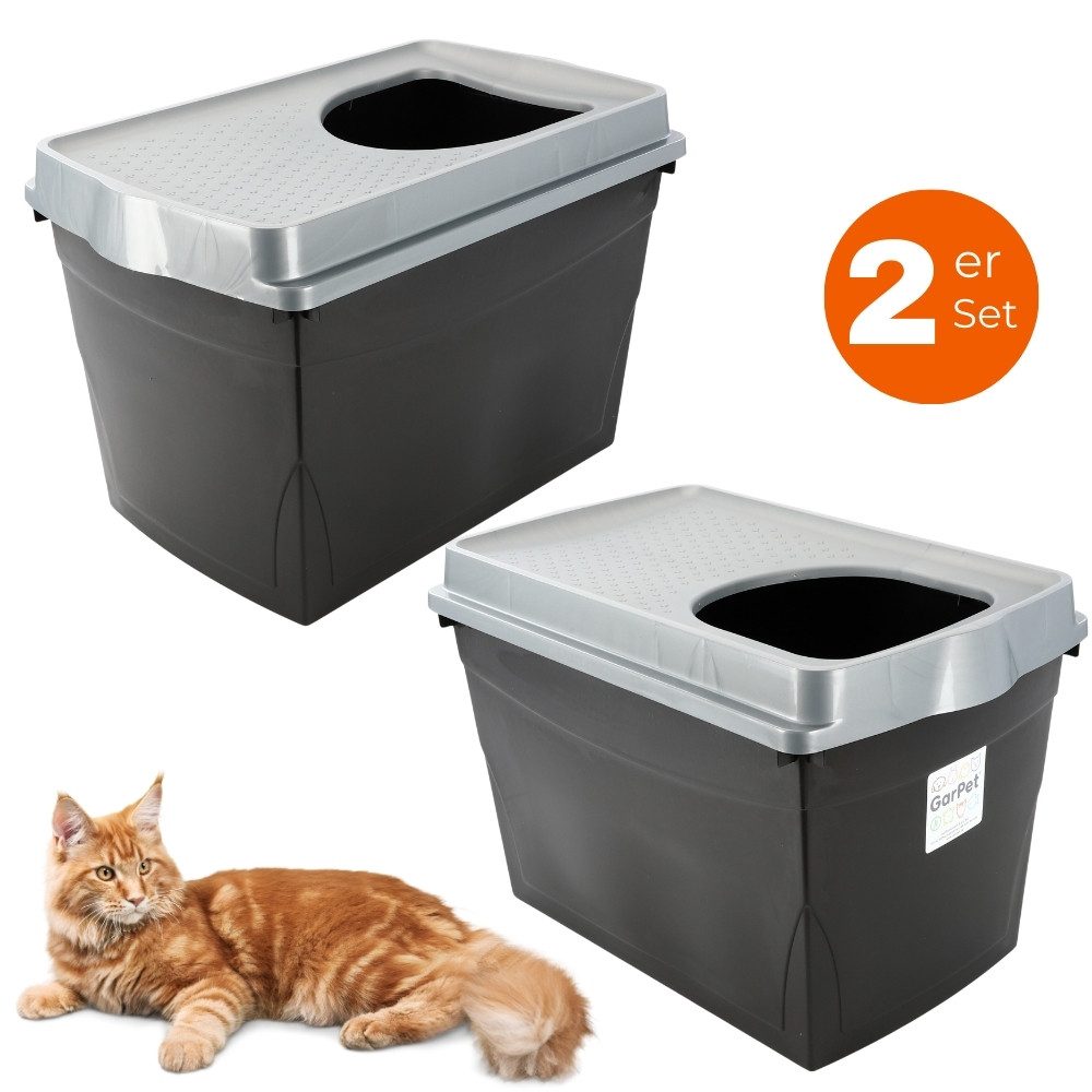 GarPet Katzentoilette 2x Hop In Katzenklo oben einstieg Katzentoilette Jump-In Doppelpack