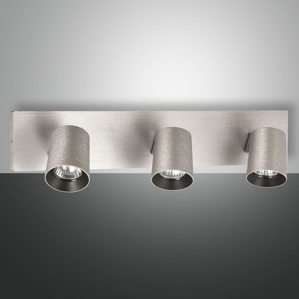 FABAS LUCE Deckenstrahler Deckenleuchte Mono in Aluminium-gebürstet 3xGU10