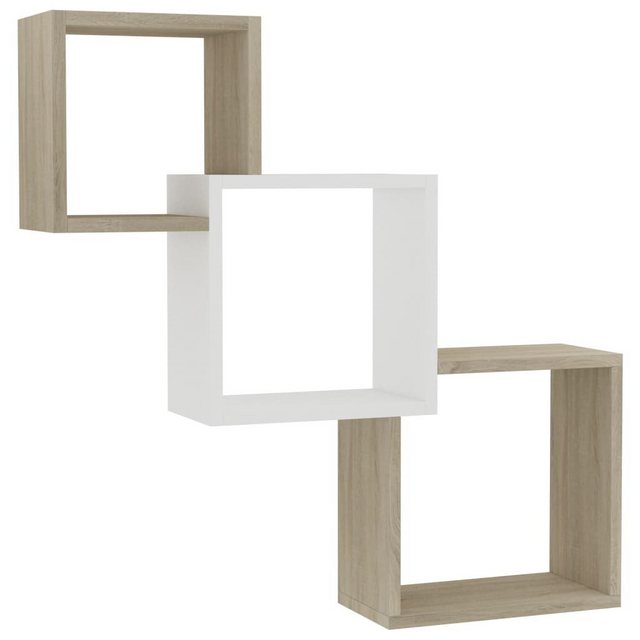 vidaXL Regal “Cube Wandregale Hängeregal Würfelregal Weiß Sonoma-Eiche 84,51527 cm Spanplatt”