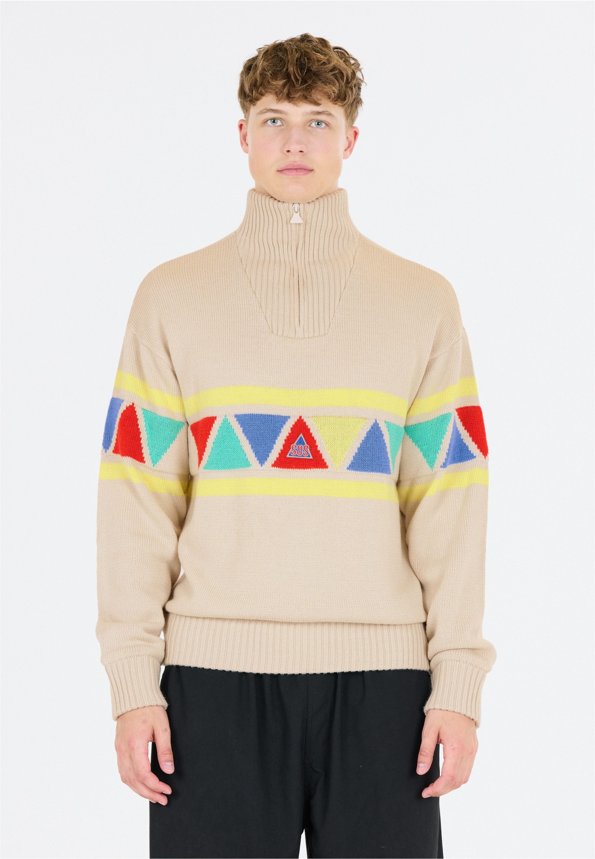 SOS Strickpullover The Windbreaker im kultigen Strick-Look mit Merinowolle