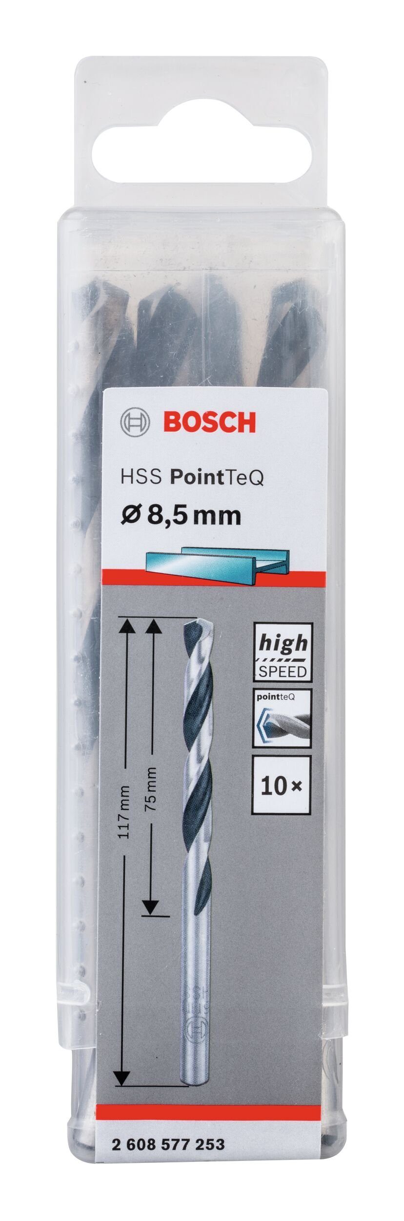 338) 10er-Pack HSS Metallbohrer, 8,5 (DIN mm Stück), - (10 BOSCH Metallspiralbohrer PointTeQ -