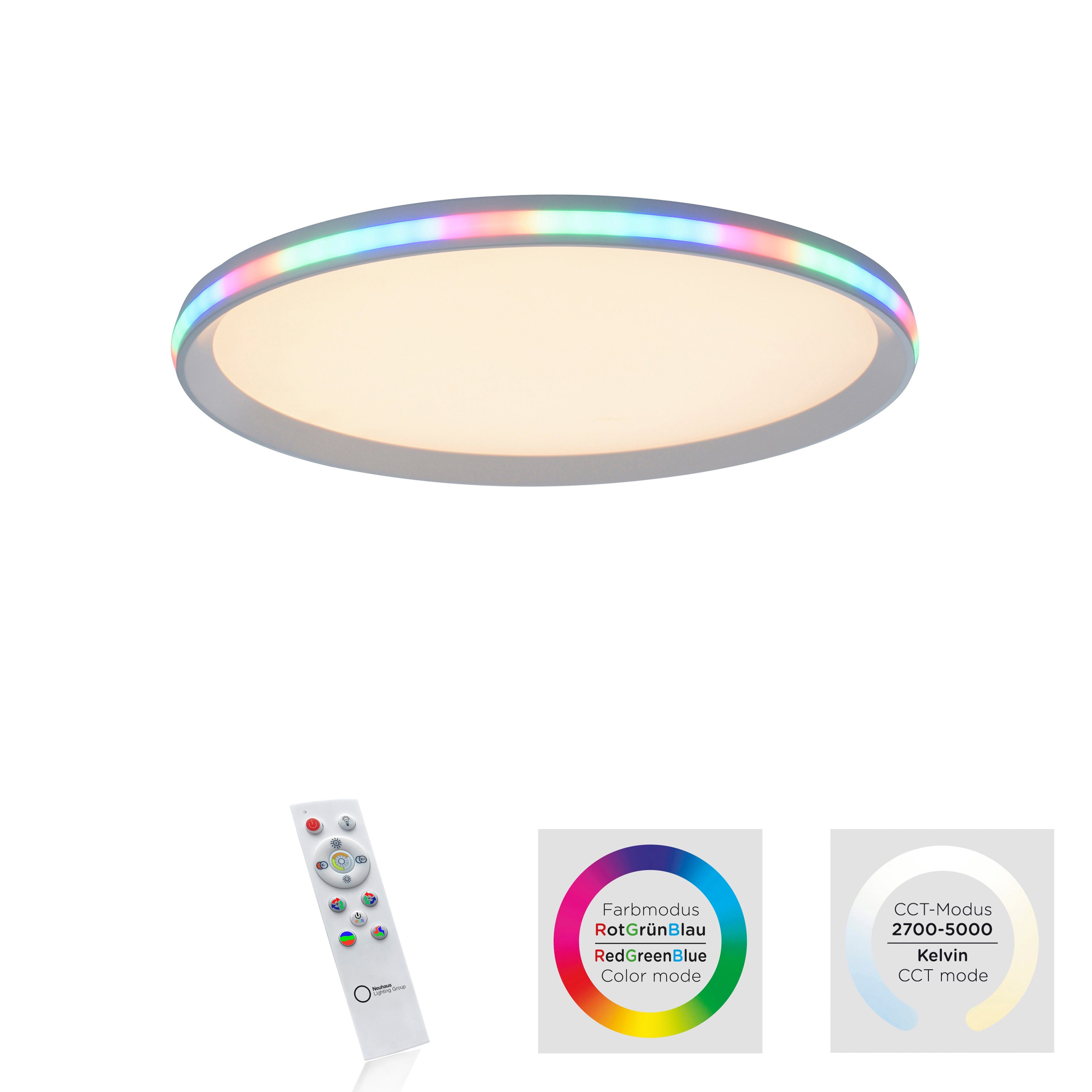 JUST LIGHT Deckenleuchte GALACTICA, CCT - über Fernbedienung, Memory, nach Trennung vom Netz, dimmbar über Fernbedienung, LED fest integriert, warmweiß - kaltweiß, CCT - über Fernbedienung, RGB-Rainbow, dimmbar über Fernbedienung