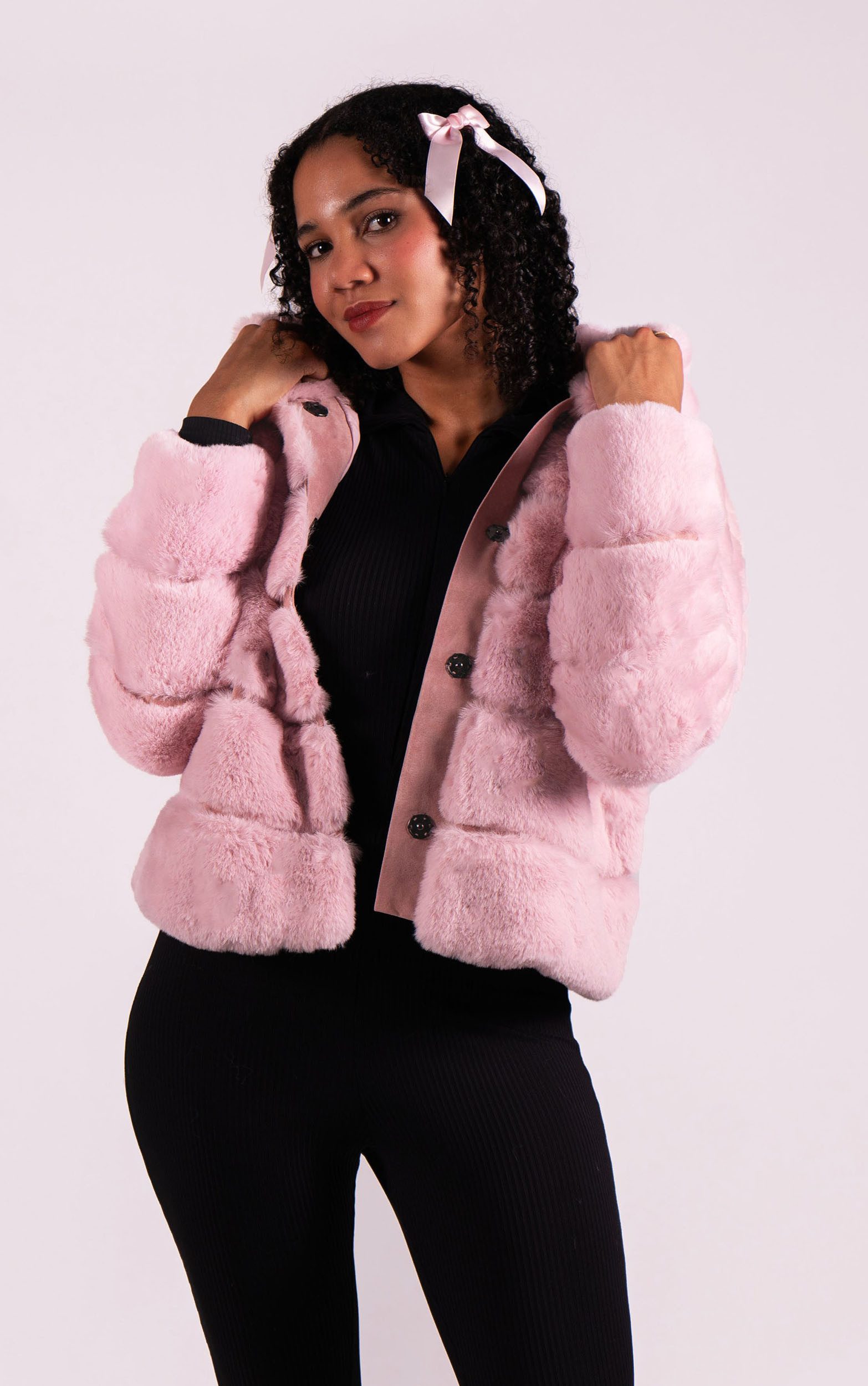 Passioni Fellimitatjacke Faux Fur Jacke mit Kapuze günstig online kaufen