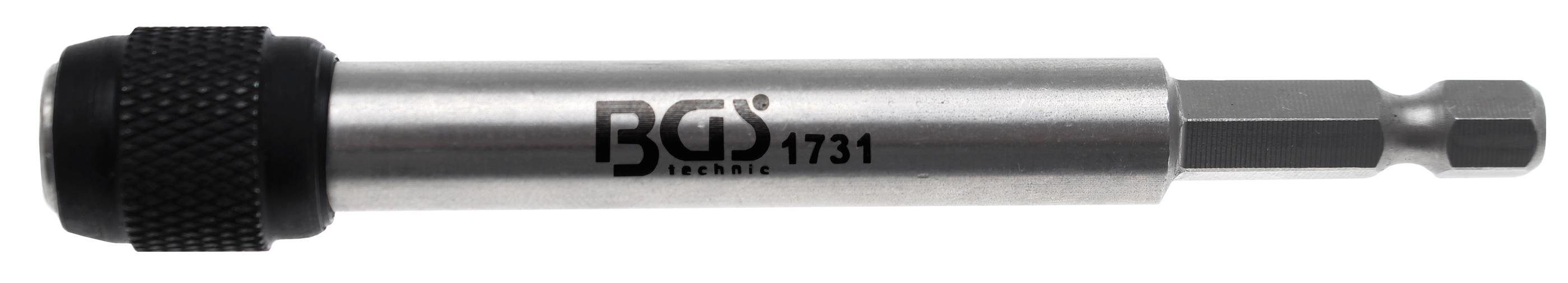 BGS technic Ratschenringschlüssel Automatischer Bithalter, Abtrieb Innensechskant 6,3 mm (1/4), 100 mm