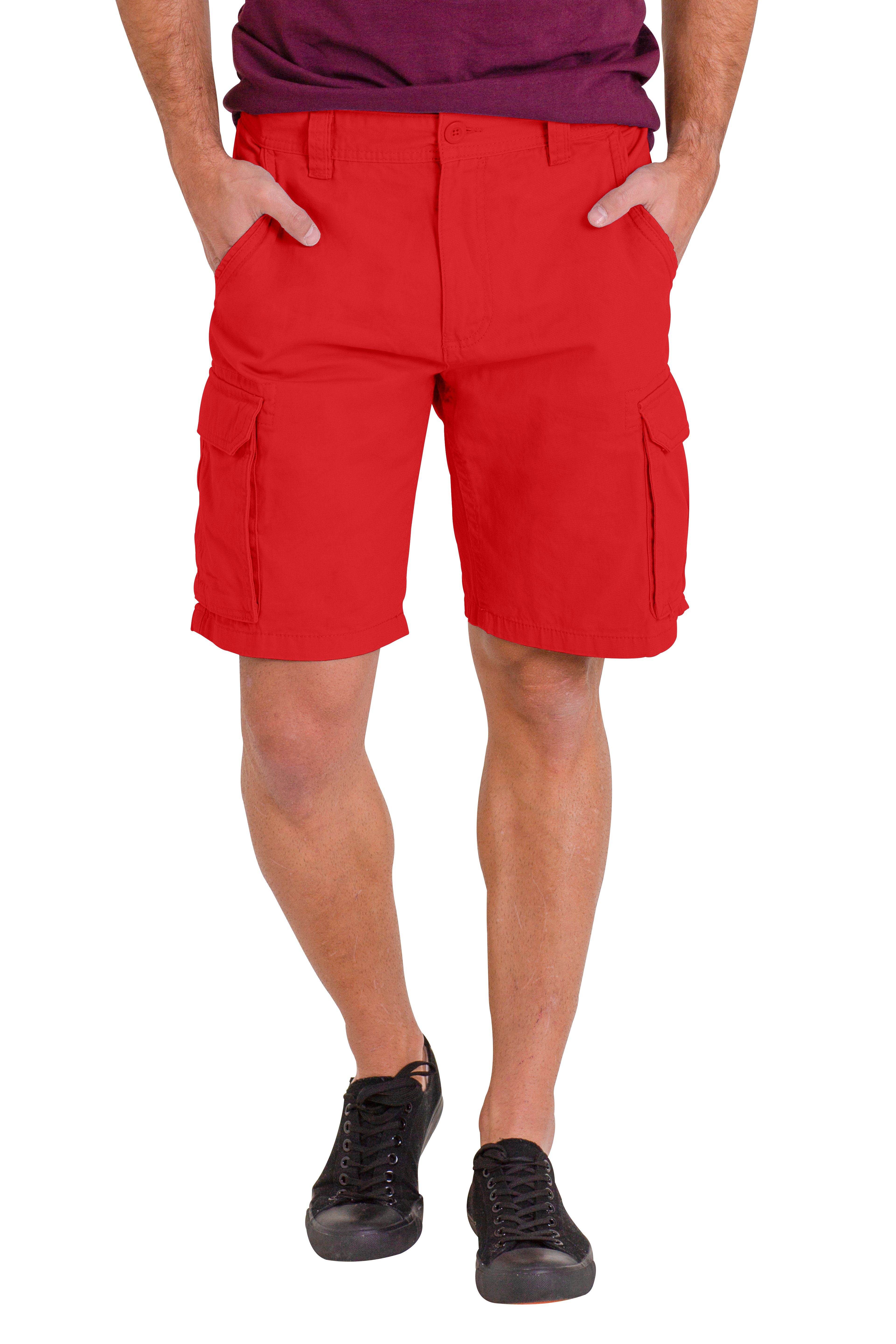 BlauerHafen Cargoshorts Herren Premium Cargo Shorts 100% Baumwolle 6 Taschen Sommer Halbhose ROT