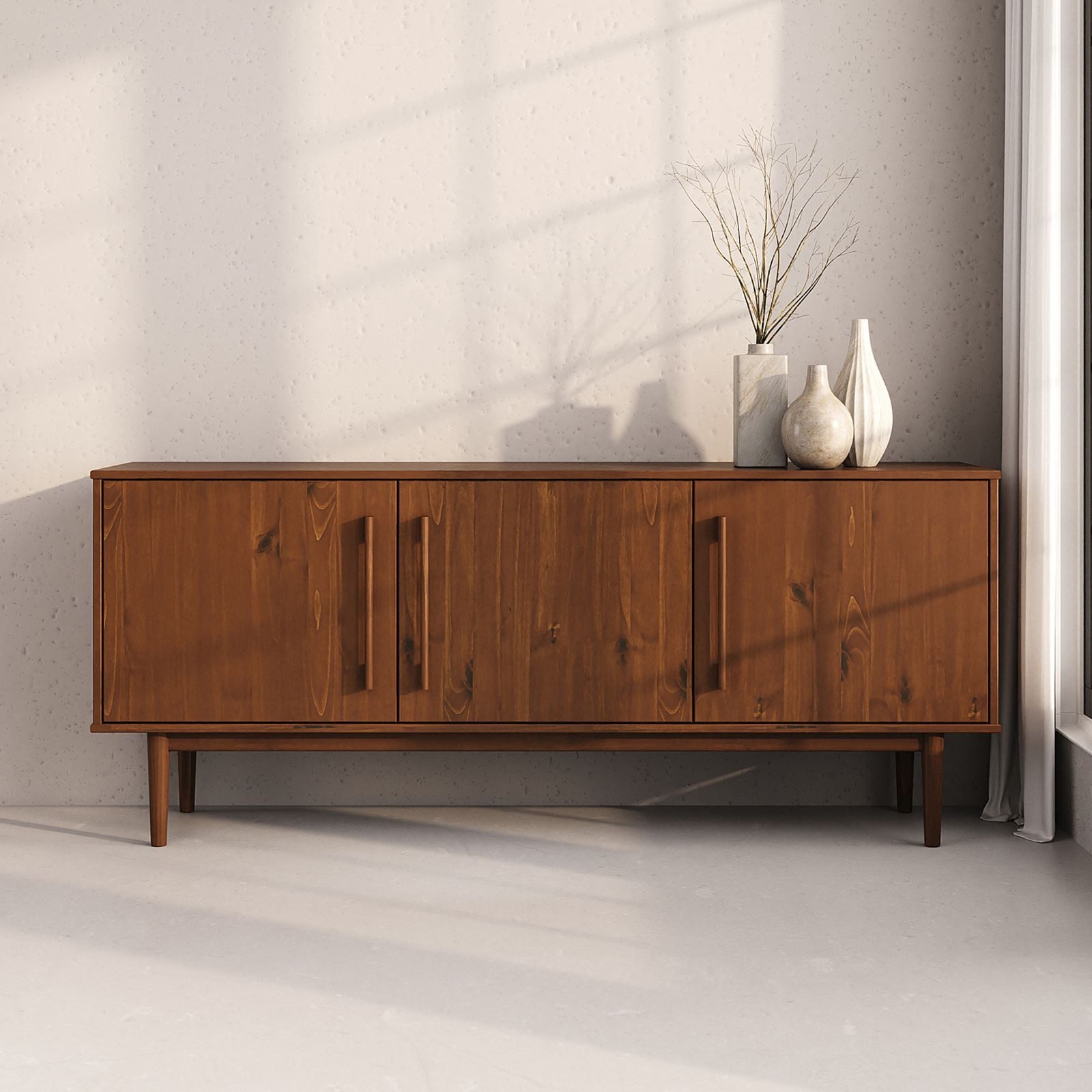 IDIMEX Sideboard TECCA, Anrichte mit 3 Türen, Massivholz im Mid-Century Des günstig online kaufen