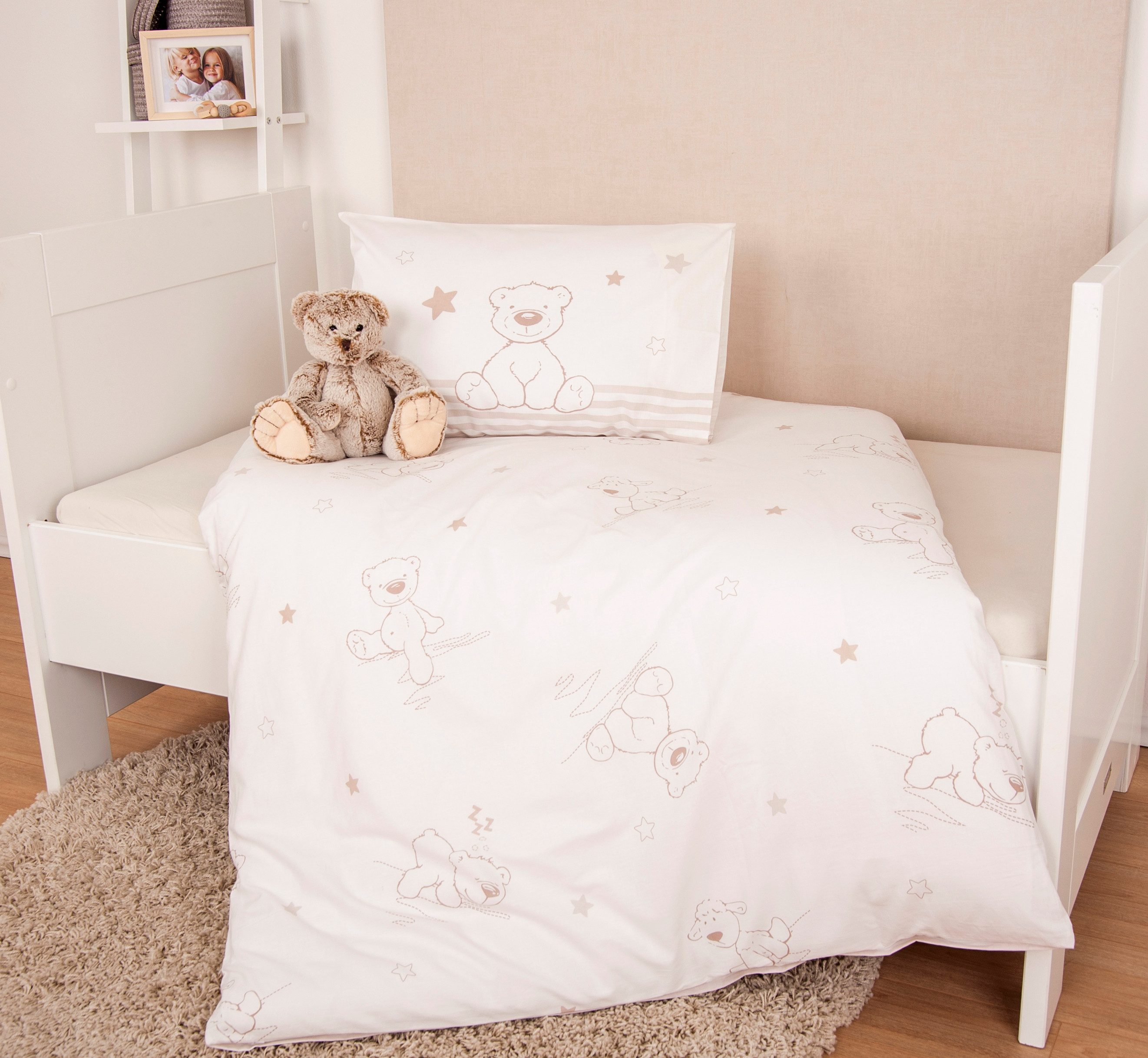 OTTO home Kinderbettwäsche Kleiner Liebling in Gr. 100x135 und 135x200 cm, Renforcé, 2 teilig, aus Baumwolle, mit niedlichem Bärenmotiv & Schriftzug, Babybettwäsche