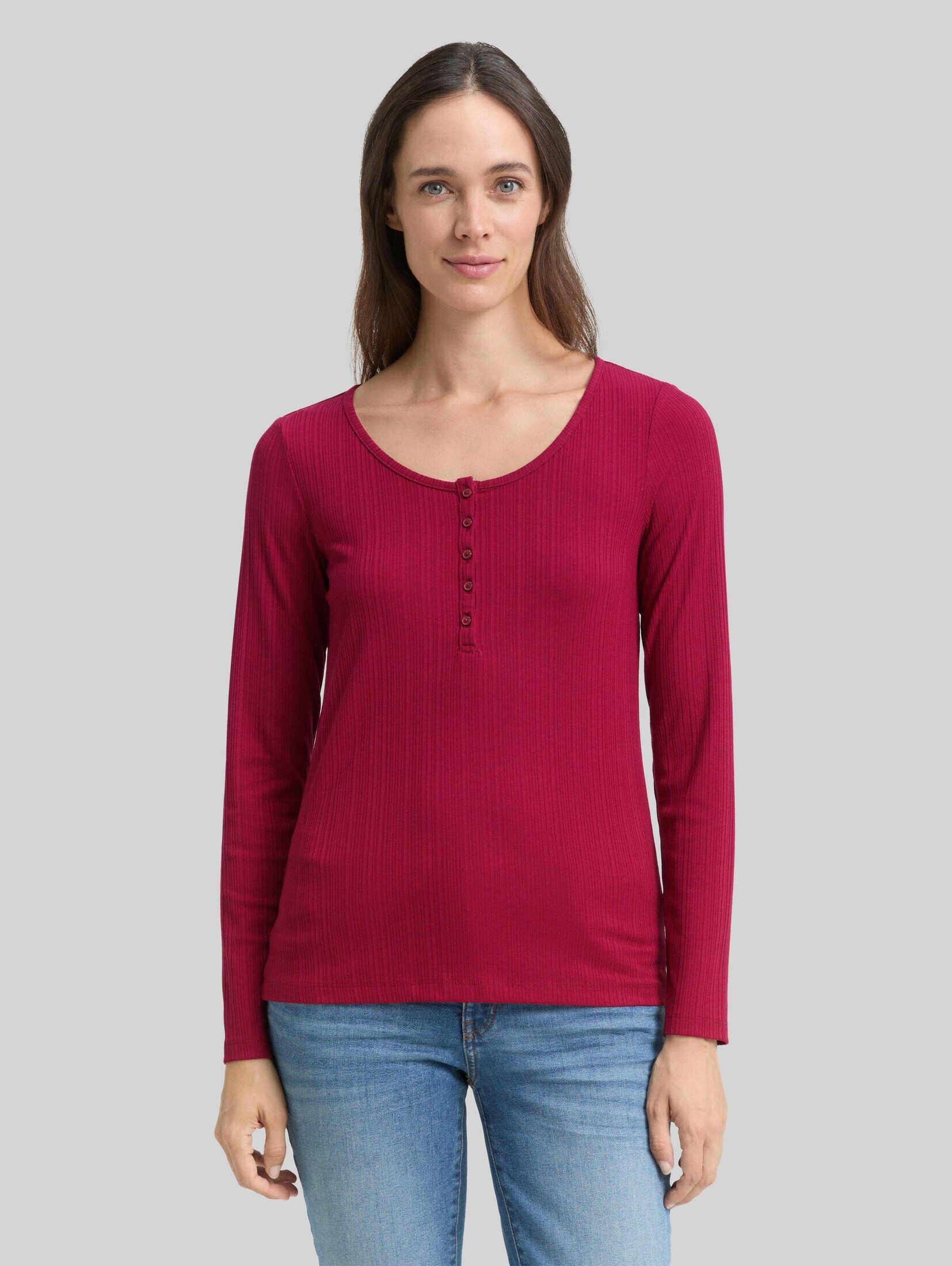 TOM TAILOR Langarmshirt T-Shirt Slim Fit Henley Langarmshirt