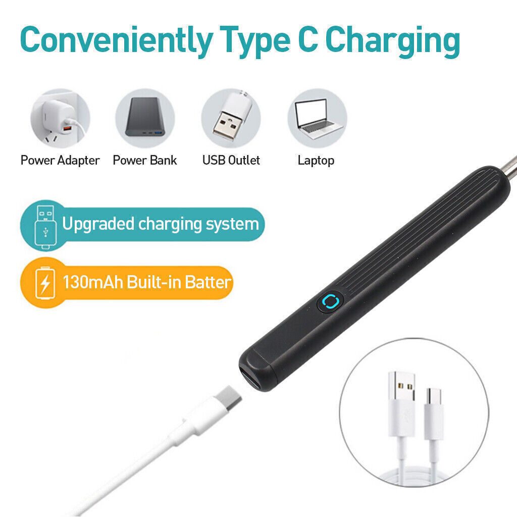 ibettertec Ohrenreiniger Ohrenreiniger Visuelle Ohrenschmalz Entferner Ohrenschmalz Entferner, Ohrenschmalz entfernen, Bilder übertragen, für iOS und Android, Ohrenschmalz-Entfernungsset Ohrreiniger mit Kamera 6 LED Leuchten