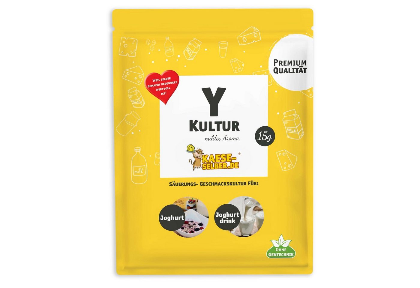 KAESE-SELBER.DE Lebensmittelkulturen Y Joghurtkulturen 15g mildes Aroma - Joghurtkultur, Ferment