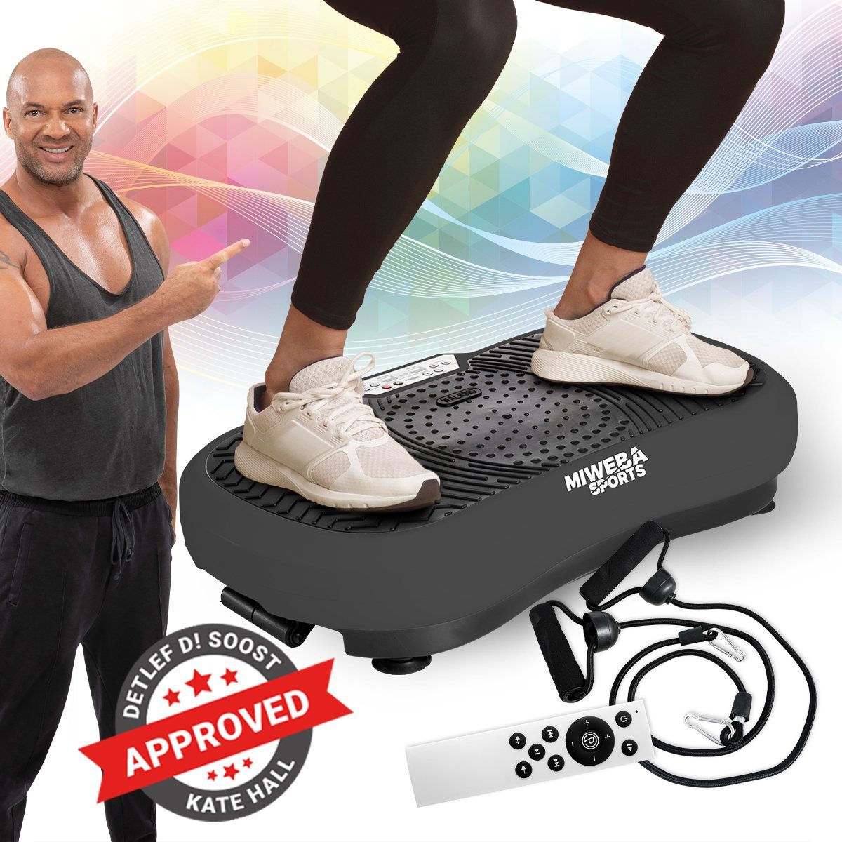 Vibrationstrainer Fettverbrennung, 2D-Vibration, Vibrationsboard Zuhause, Grau Trainingsgerät, max. MV100 Bluetooth, Trittfläche, 250 12,5 10 3 99 Poster Vibrationsplatte Fitnessgeräte W, J. kg Sportgeräte Intensitätsstufen, - - für Leichtgewicht, Sports Sportgerät (150 kg Fitnessgerät breite Miweba Benutzergewicht, extra Fernbedienung tlg), Widerstandsbänder, & 3 Ganzkörpertraining, Garantie Programme, inkl. LED-Display,