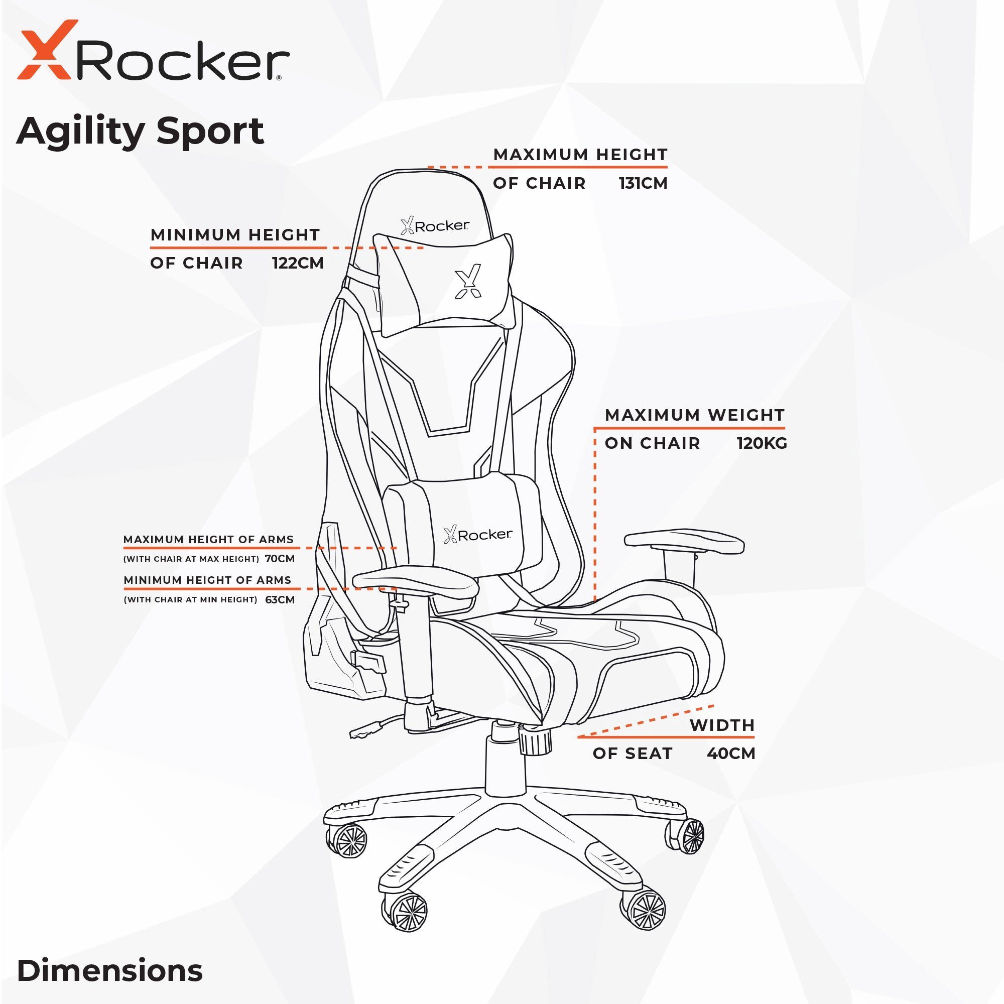 Beleuchtung Bürostuhl eSports Motion™ App X Rocker & Neo Agility Gaming RGB Gaming-Stuhl mit
