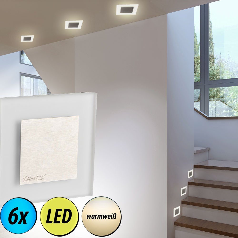6er etc-shop Wand Leuchten Strahler Flur LED-Leuchtmittel Spot fest LED Treppen LED verbaut, Einbaustrahler, Decken Warmweiß, Set Lampen
